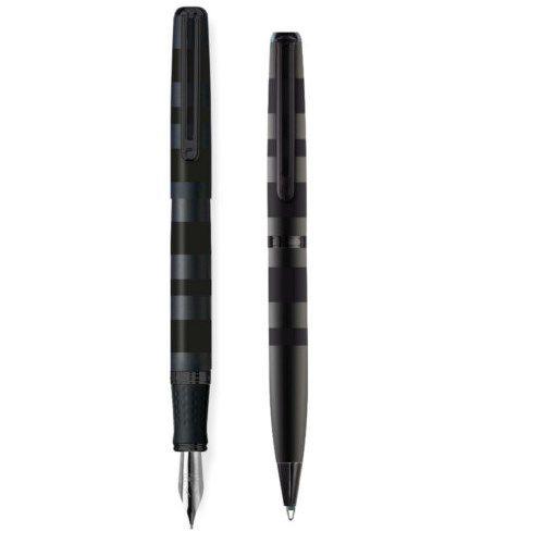Inoxcrom Takım Kalem Dolma + Tükenmez Street Serisi Elegance Black Rayas
