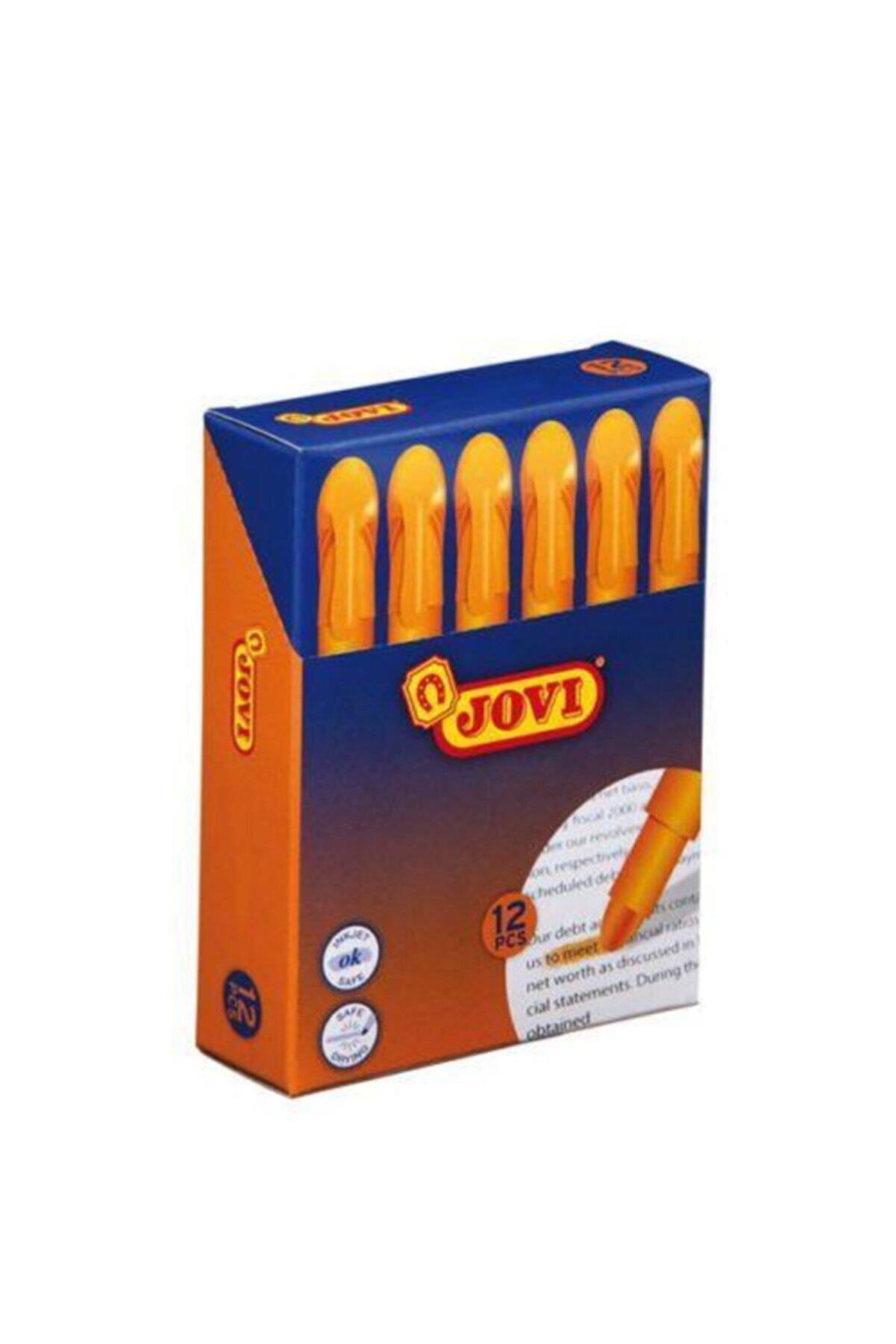 Jovi Fosforlu Kalem Kalem Tipi Gel Turuncu Fosforlu İşaretleme Kalemi (12 Li Paket)