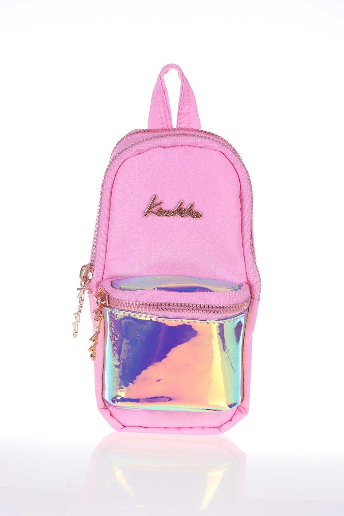 Kaukko Bright Junior Bag Kalem Çantası Aynalı Pembe