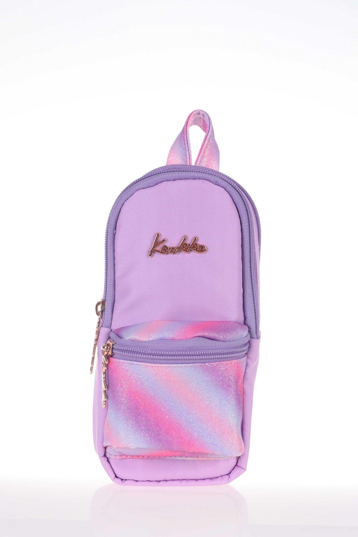 Kaukko Magical Junior Bag Simli Kalem Çantası Simli Lila