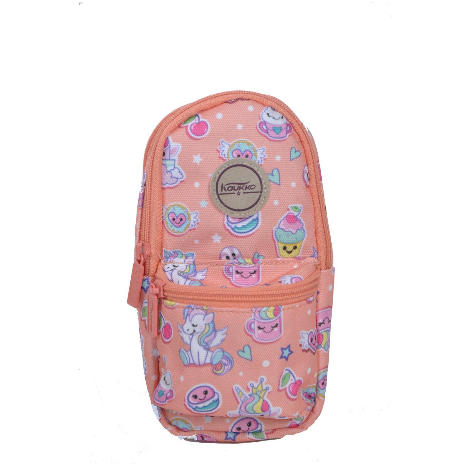 Kaukko Nature Junior Bag Kalem Çantası Unicorn Somon Kalemlik
