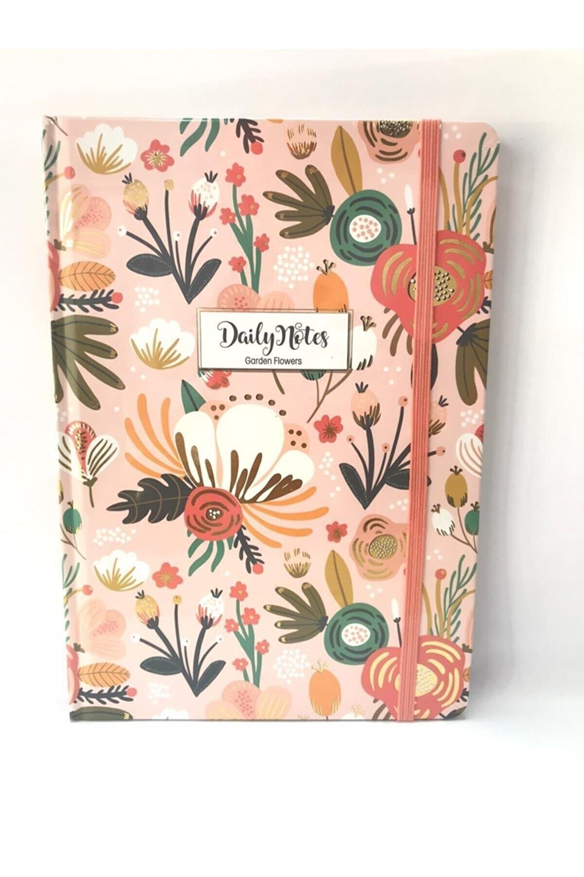 Keskin Color Çizgisiz Sert Kapak Not Defteri Ciltli Daily Note Garden Flowers Pembe A5 80 Yaprak