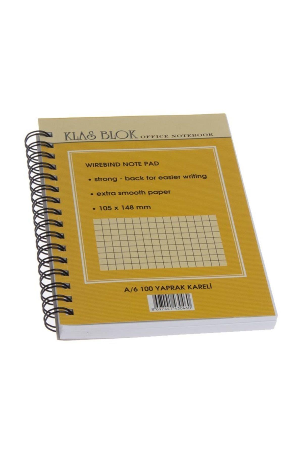 Klas Bloknot Spiralli Office Book Kareli 100 Yaprak A6 (6 Lı Paket)