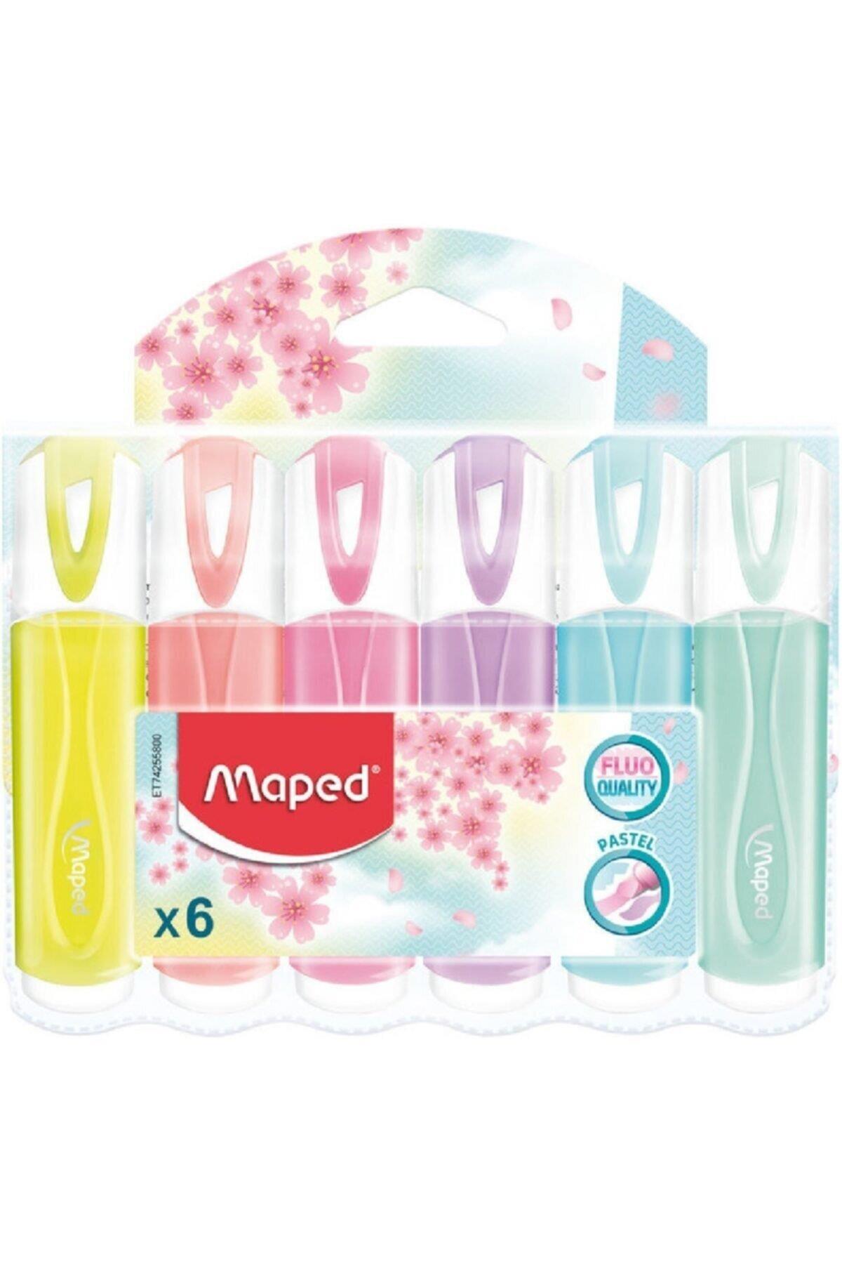 Maped Fosforlu Kalem Pastel 6 Renk İşaret Kalemi 6 Lı Poşet (12 Poşet)
