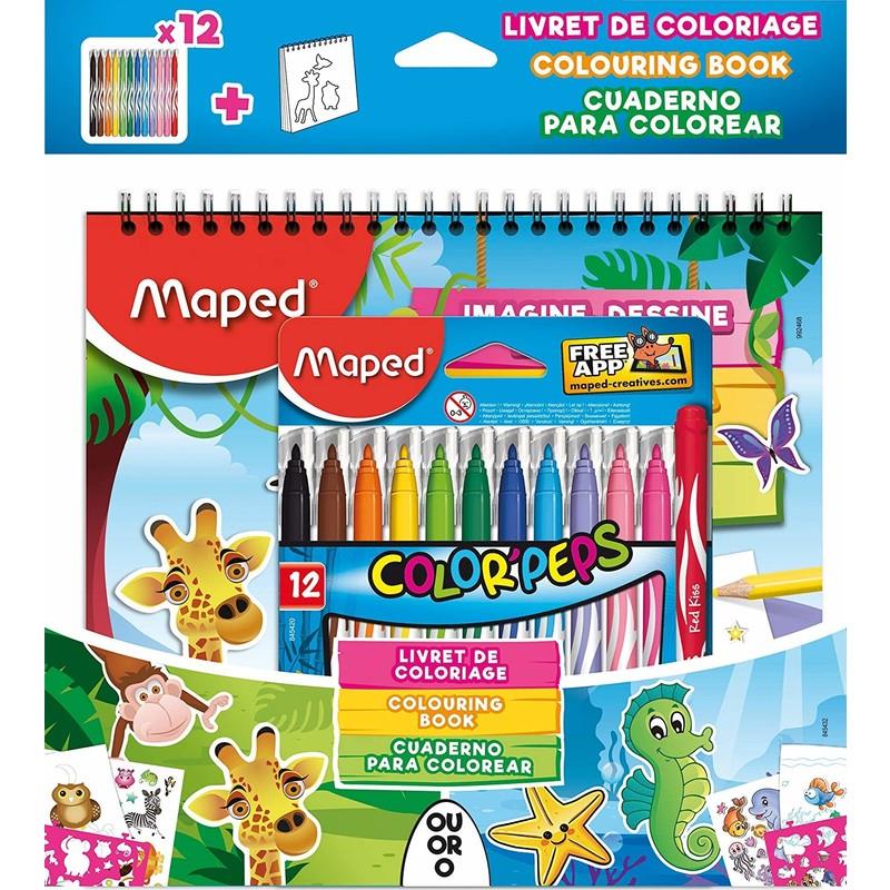 Maped Keçeli Boya kalemi Jungle 12 Renk+Boyama Kitabı 845432