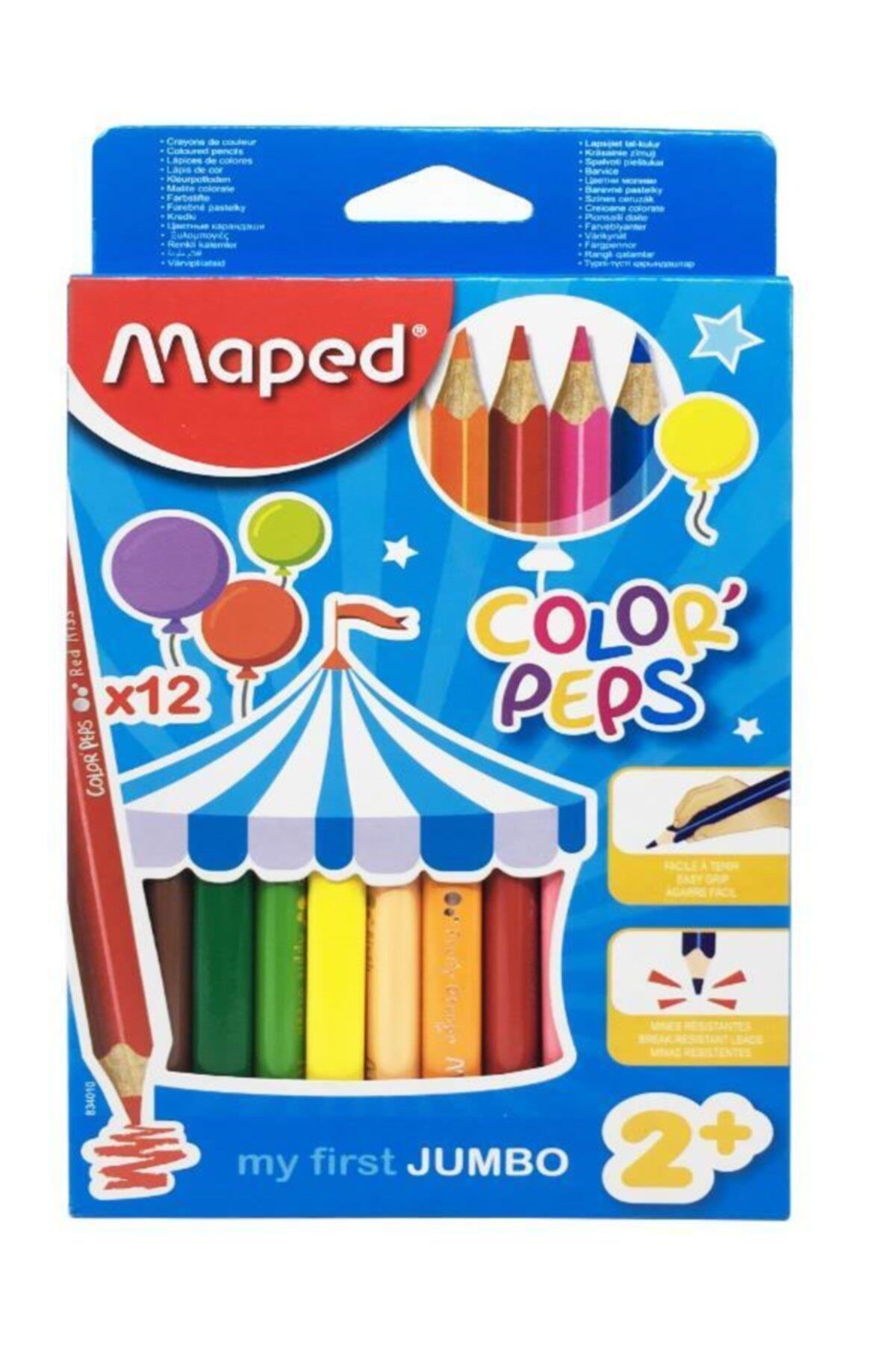 Maped Kuru Boya Maxi Karton Kutu Jumbo Üçgen 12 Renk