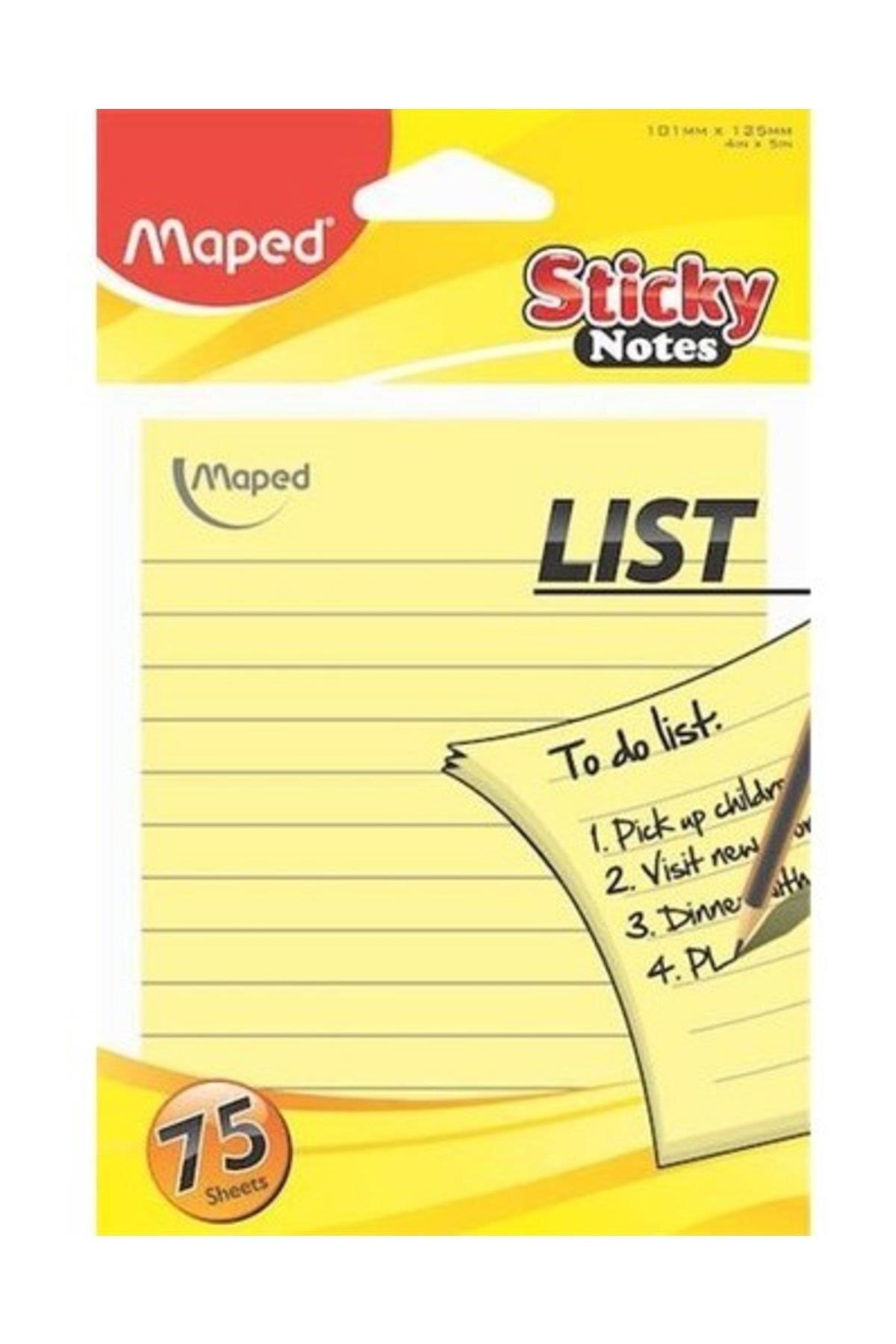 Maped Yapışkanlı Not Kağıdı Çizgili 100 Yaprak 101x125 Mm Sarı