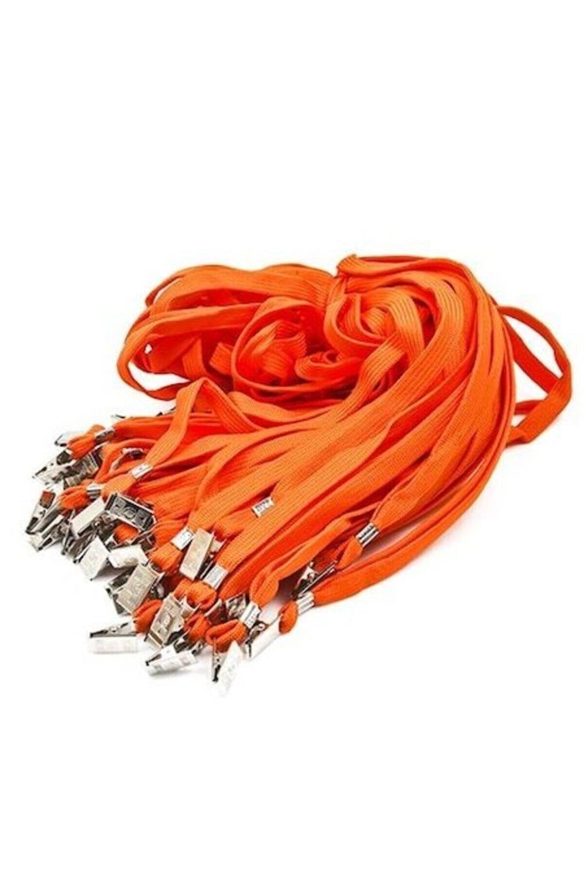 Mapi Kart Askı İpi Metal Klipsli Turuncu Askı İpi (50 Li Paket)