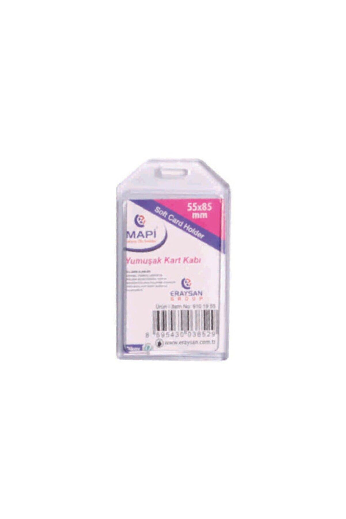 Mapi Yaka Kart Kabı Dikey Şeffaf 55x85 MM (50 Li Paket)