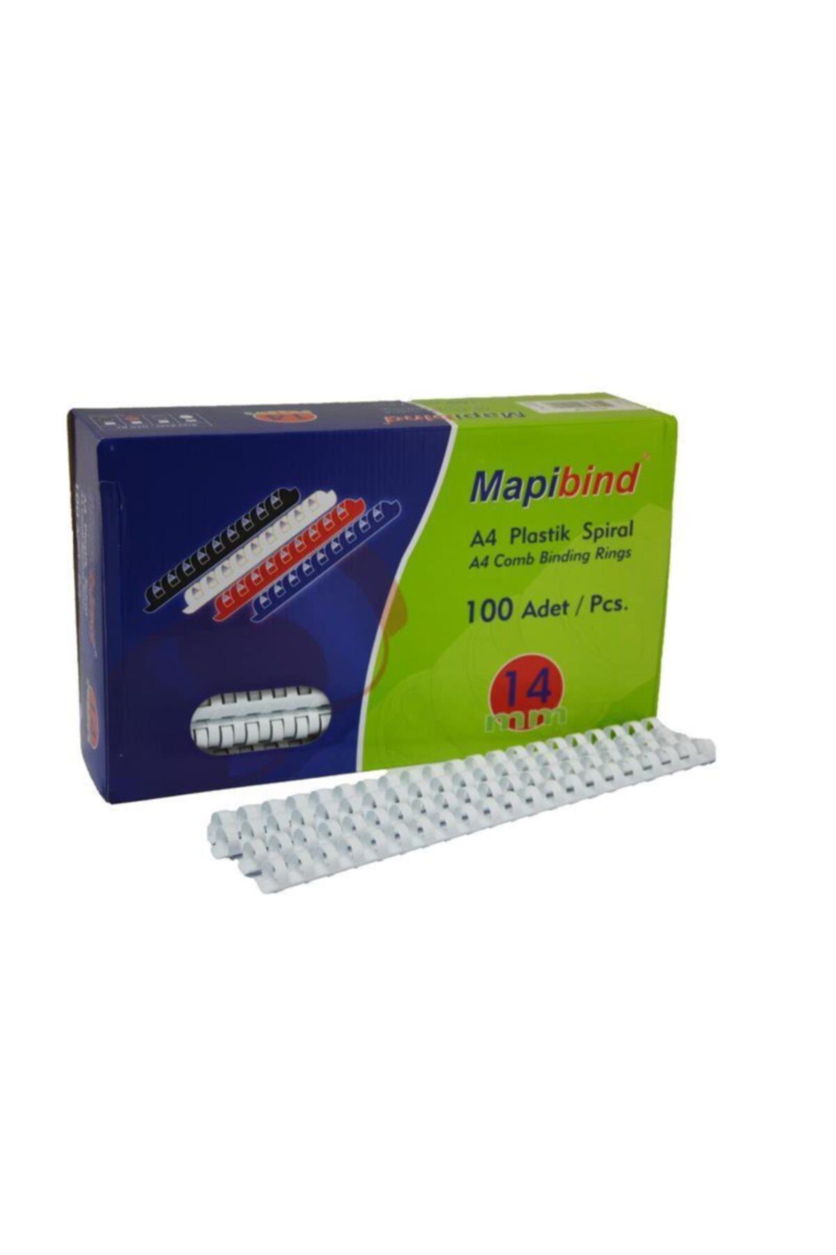 Mapibind Spiral Plastik 115-135 Sayfa 100 Lü 14 MM Beyaz (1 Paket 100 Adet Spiral)