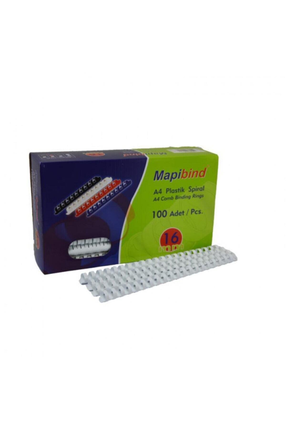 Mapibind Spiral Plastik 135 - 150 Sayfa 100 16 MM Beyaz (100 Lü Paket)