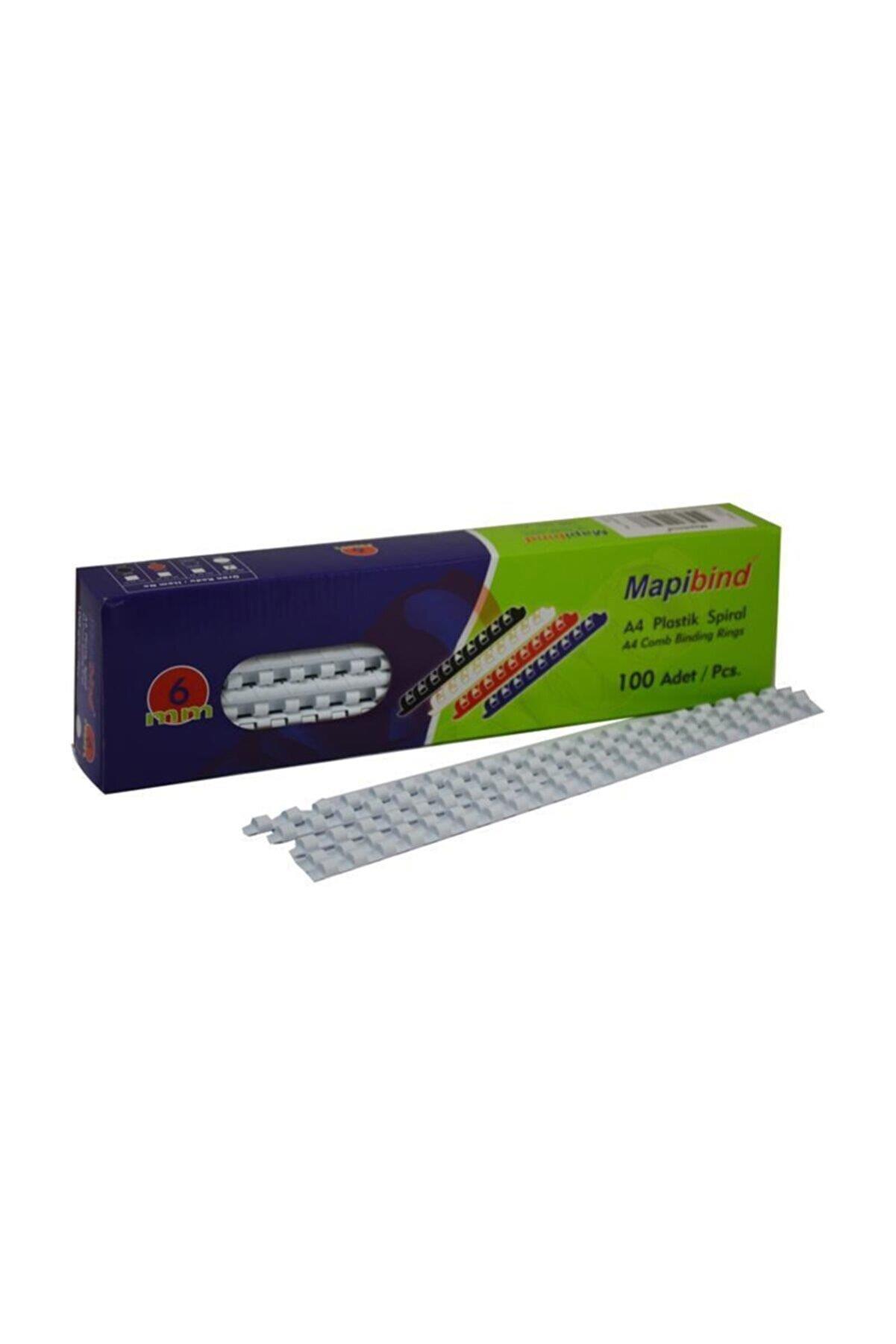 Mapibind Spiral Plastik 5 - 15 Sayfa 6 MM Beyaz (100 Lü Paket)