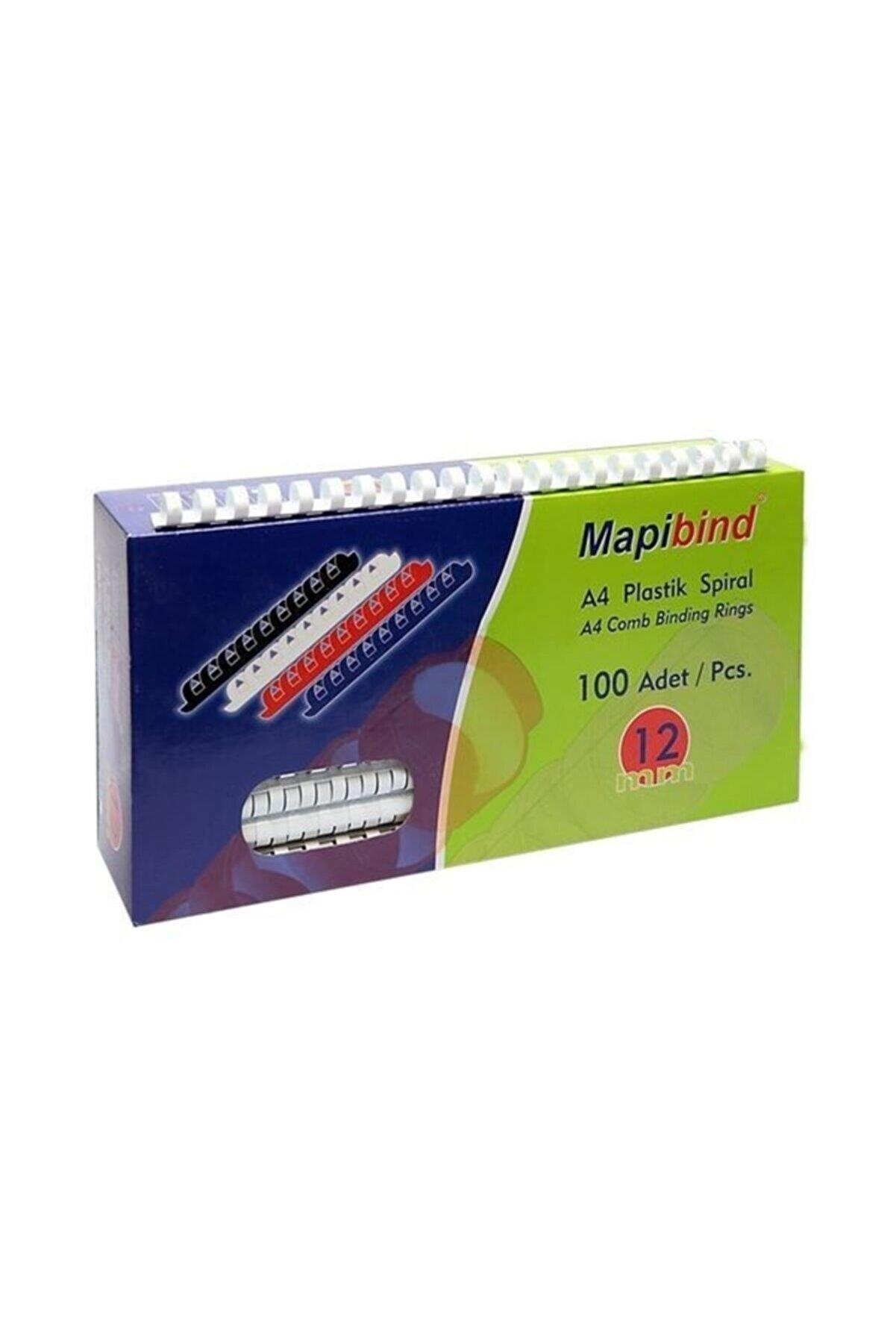 Mapibind Spiral Plastik 60 - 115 Sayfa 12 MM Beyaz (100 Lü Paket)