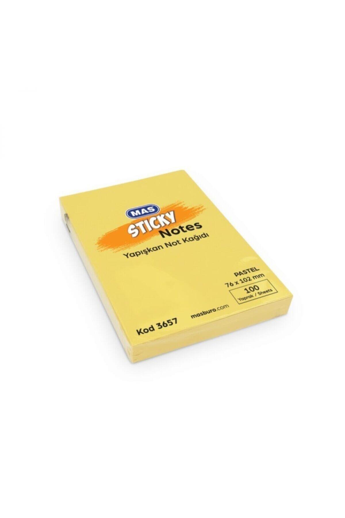Mas Yapışkanlı Not Kağıdı 100 SY 76x102 Pastel Sarı 3657
