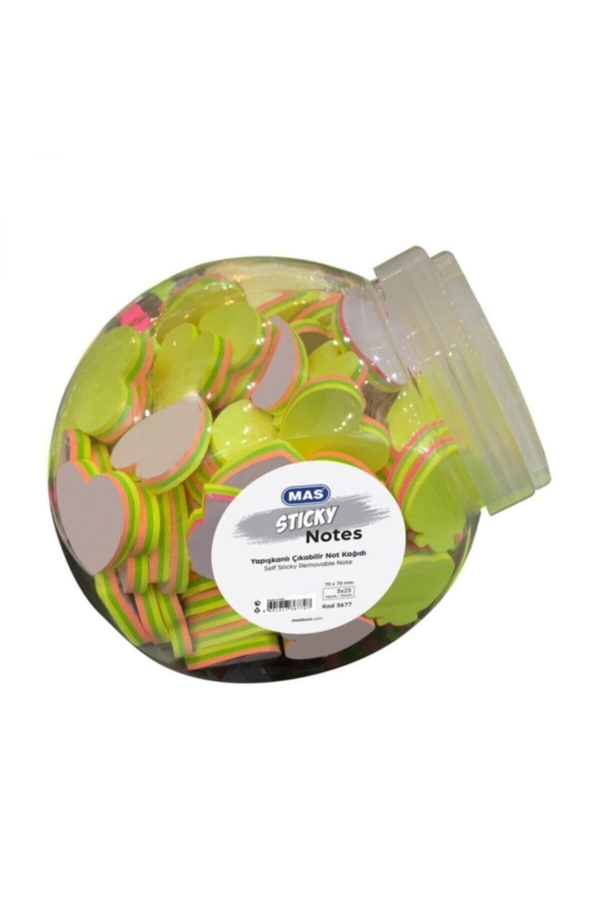 Mas Yapışkanlı Not Kağıdı Kavanozda Neon 7x7cm 3 Renkli 75 Yaprak