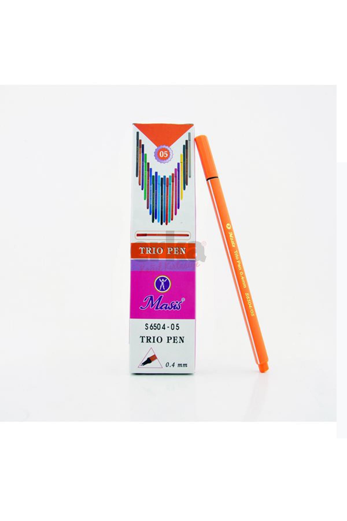 Masis Trio Pen 0.4 MM Turuncu İnce Keçe Uçlu Kalem (10 Lu Paket)
