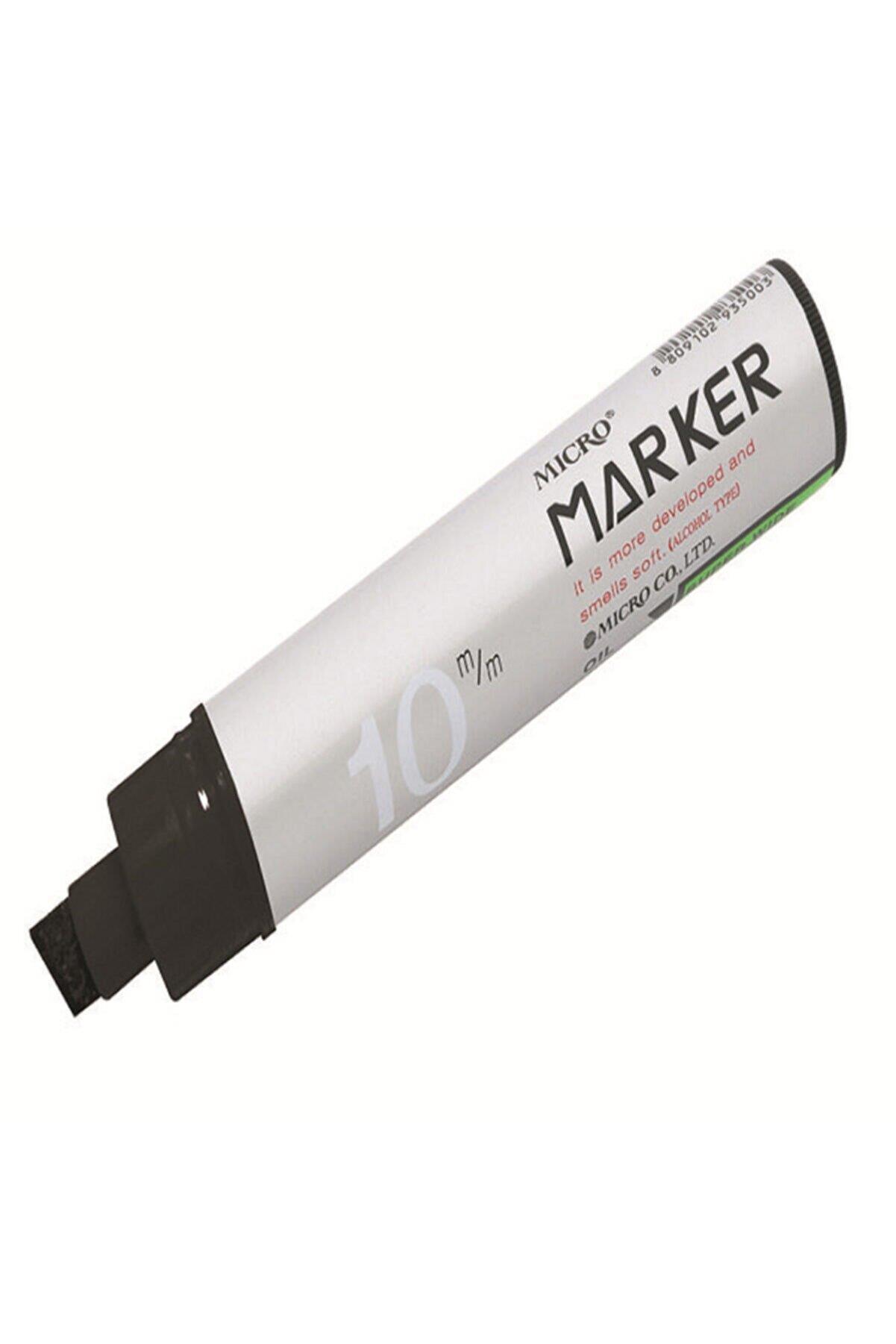 Micro Markör Permanent 10 MM Kesik Uçlu Siyah (12 Li Paket)