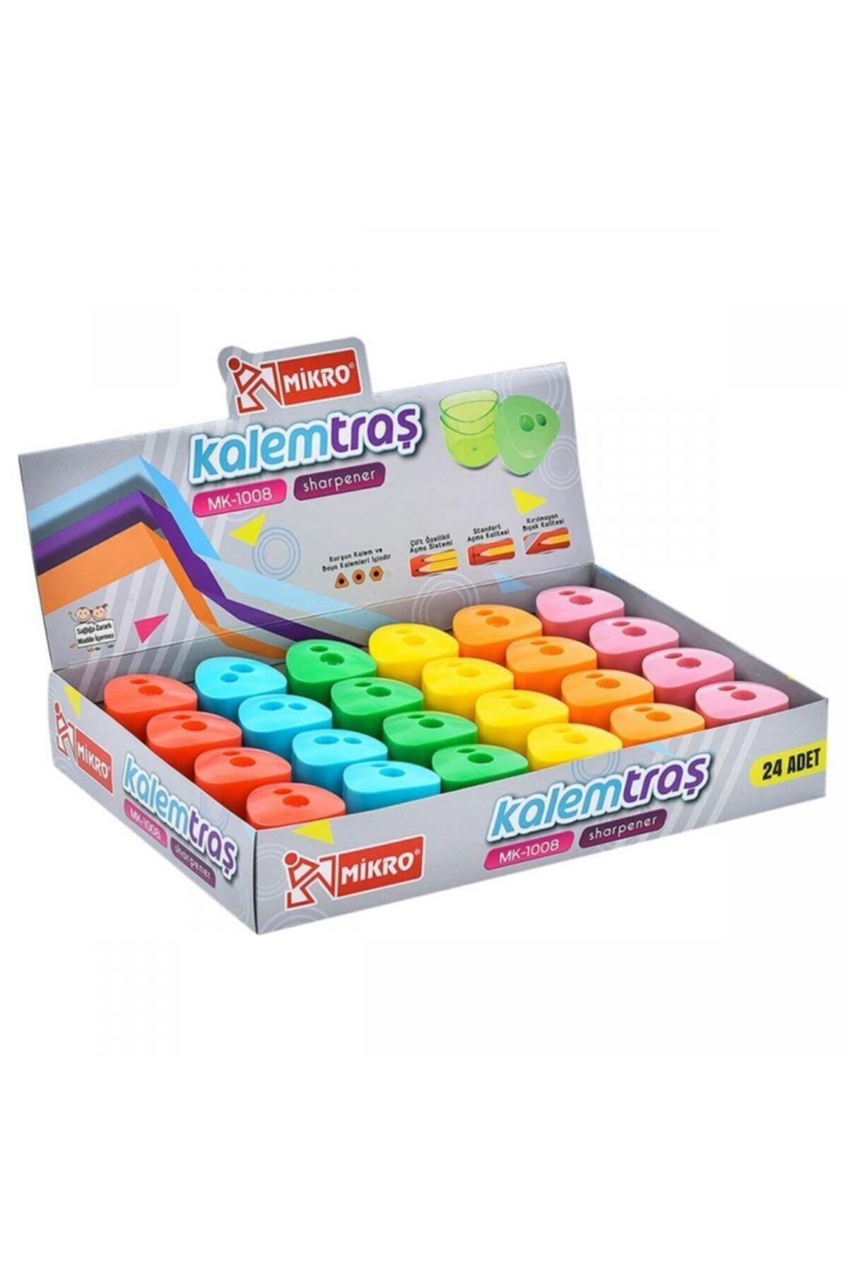 Mikro Çift Hazneli Üçgen Kalemtraş (24 Lü Paket)