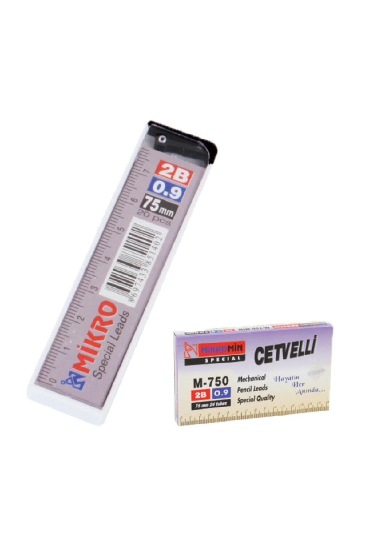 Mikro 0.9 Versatil Kalem Ucu Min Cetvelli 0.9 Mm 2B 75Mm M-750 Cm09 24 Lü (1 Paket 24 Tüp)