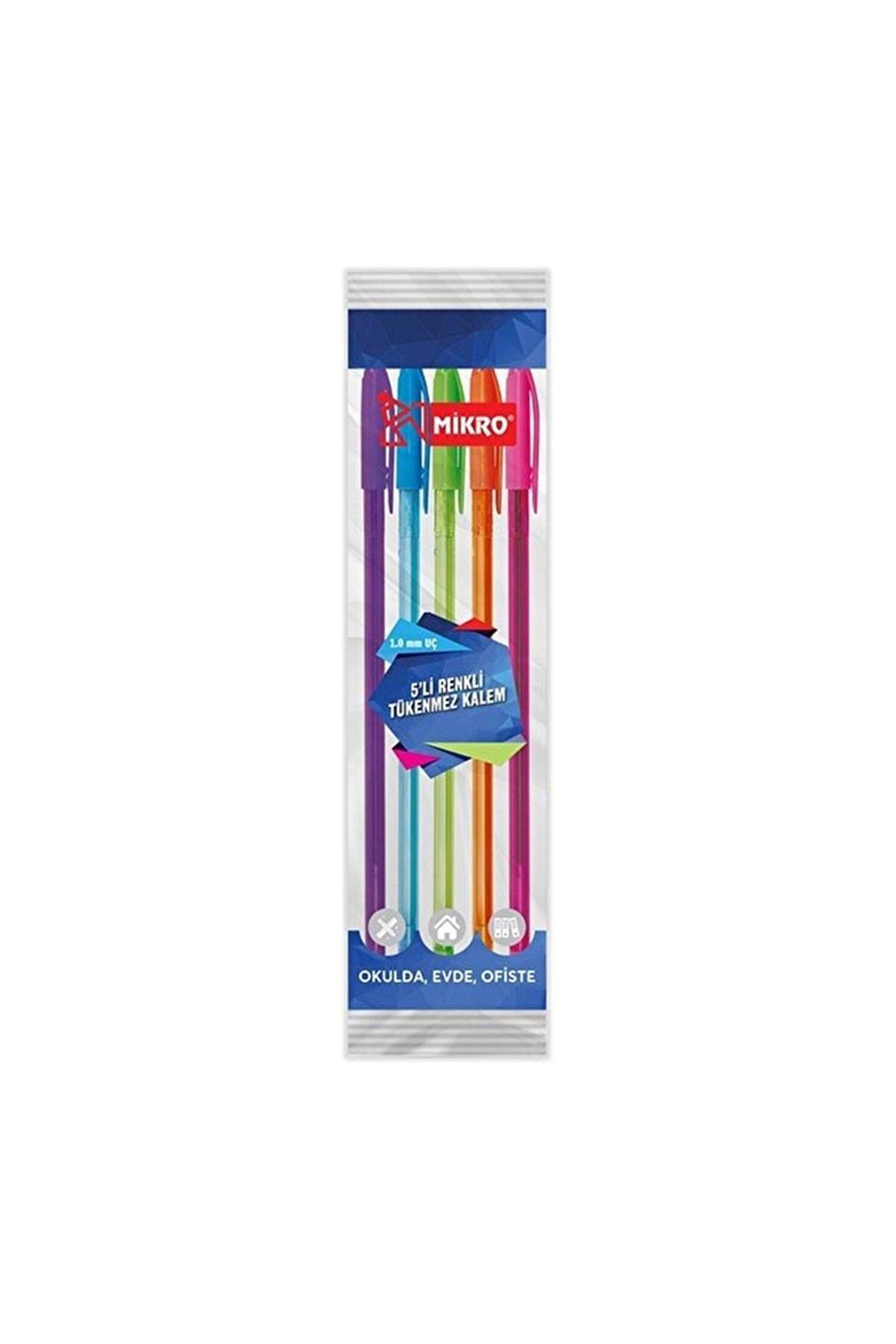 Mikro Renkli Tükenmez Kalem 5 Li Set 1.0 Mm Uç