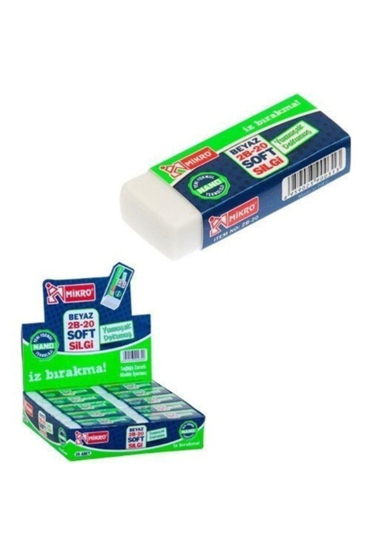 Mikro Silgi Nano 20 Lİ Beyaz Öğrenci Silgisi 2B-20 (20 Li Paket)