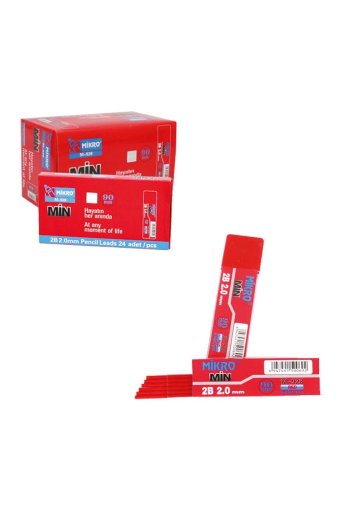 Mikro Teknik Min 2B Teknik Kalem Ucu 90 MM 2 MM Kırmızı (24 Lü Paket)
