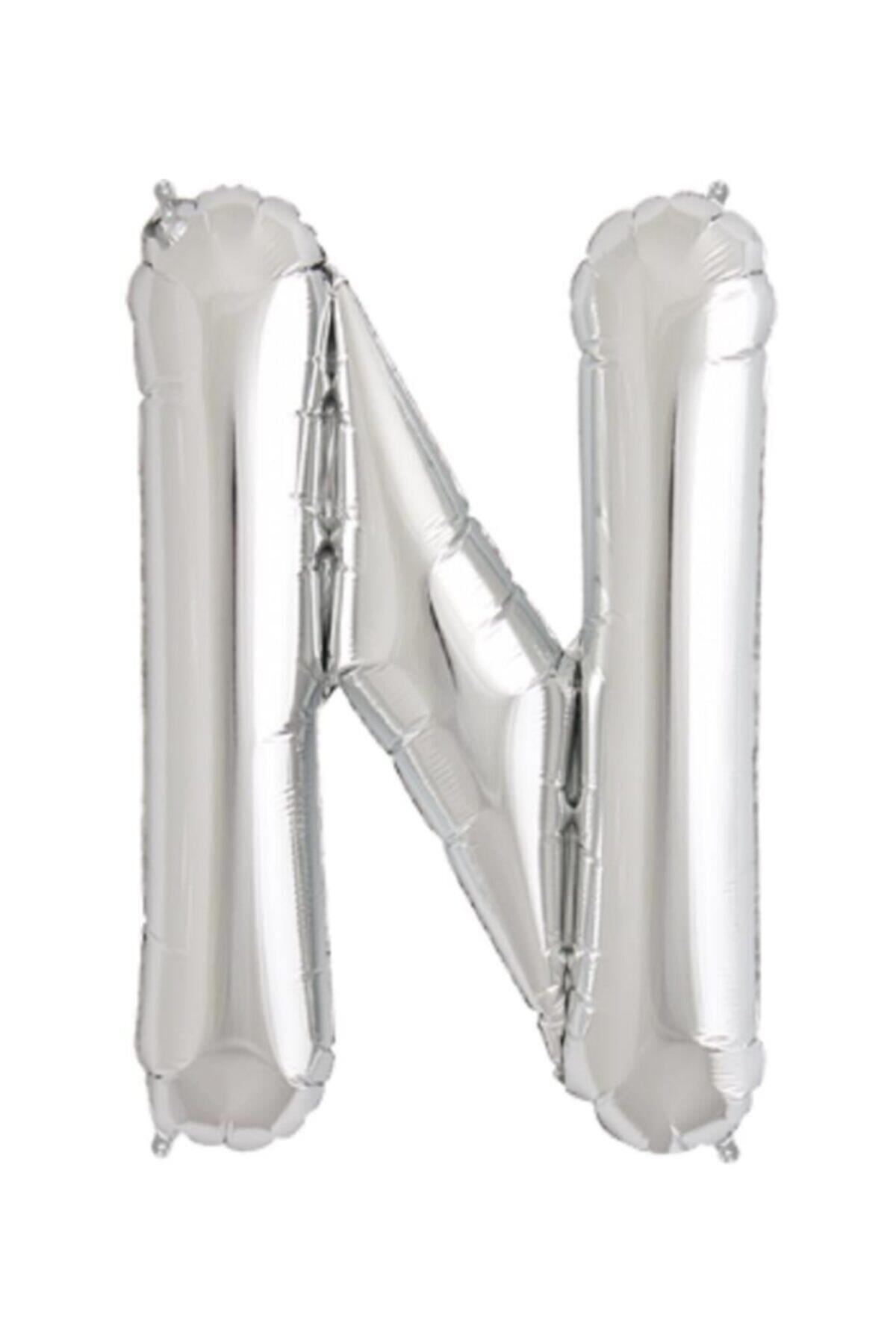 Nedi Folyo Balon 100 Cm Harf Şişirilmemiş Gümüş (N Harfi)