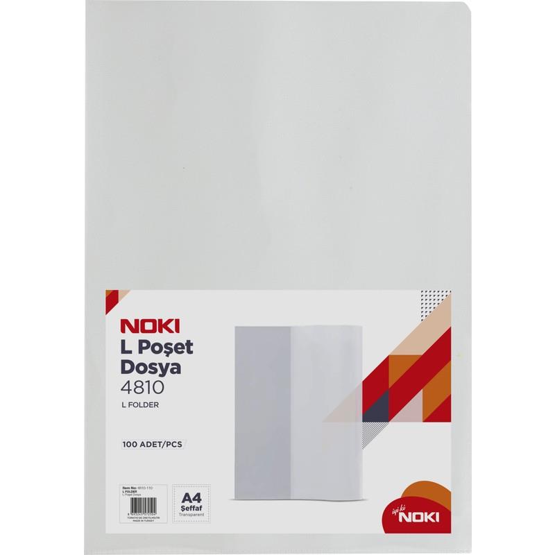 Noki Poşet Dosya L Tipi A4 Şeffaf N-4810 100lü