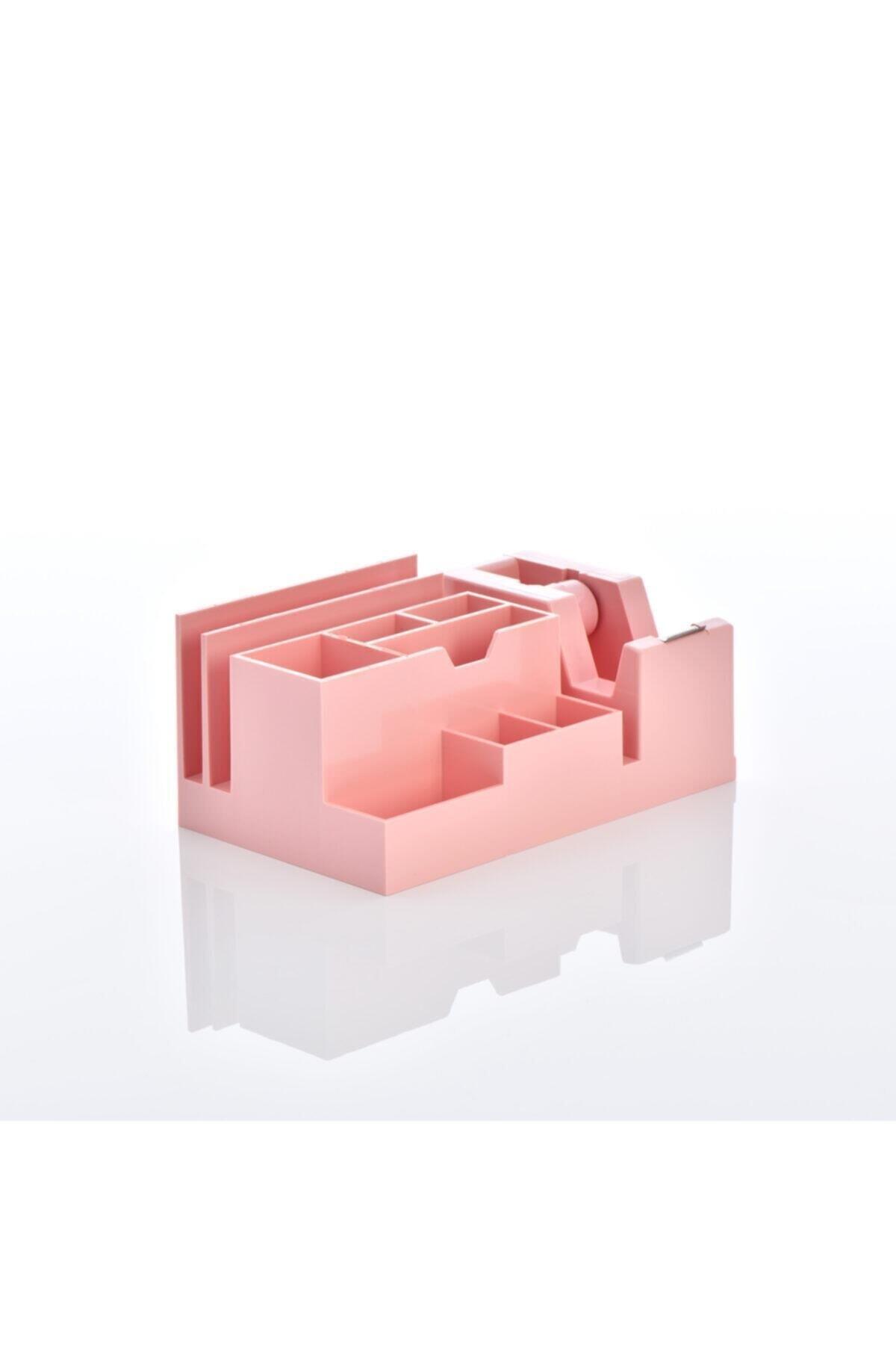 Ops Masa Seti Kalemlik Bant Makinalı Plastik Pastel Pembe Masa Üstü Organizer