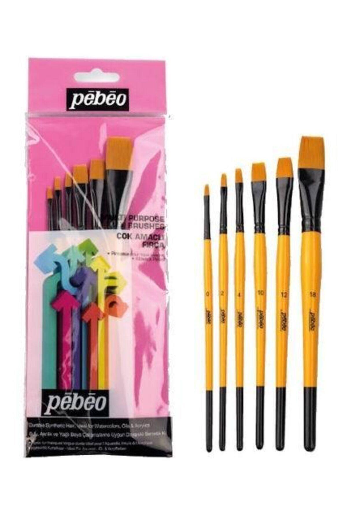 Pebeo Fırça Seti Düz Kesik Kısa Saplı No:0-2-4-10-12-18 6 LI SET-3