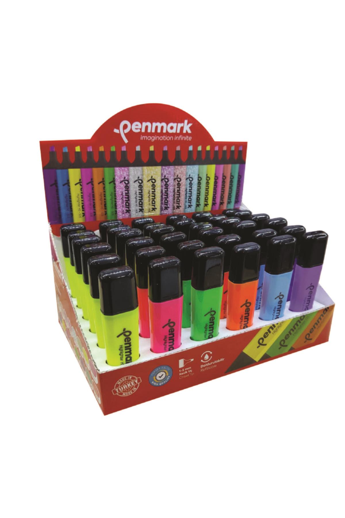 Penmark Fosforlu Kalem Stand Neon Renkler 36 Lı Fosforlu Kalem