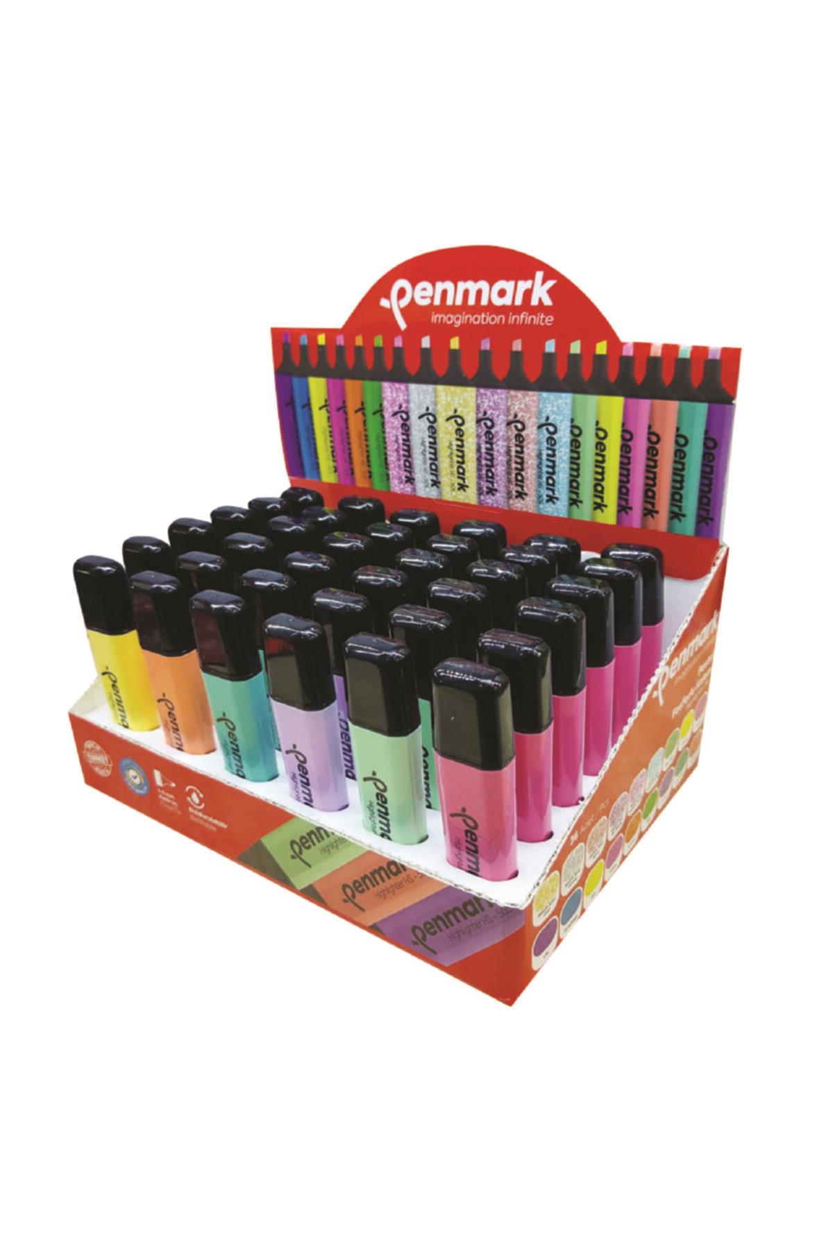 Penmark Fosforlu Kalem Stand Pastel Renkler 36 Lı Fosforlu Kalem
