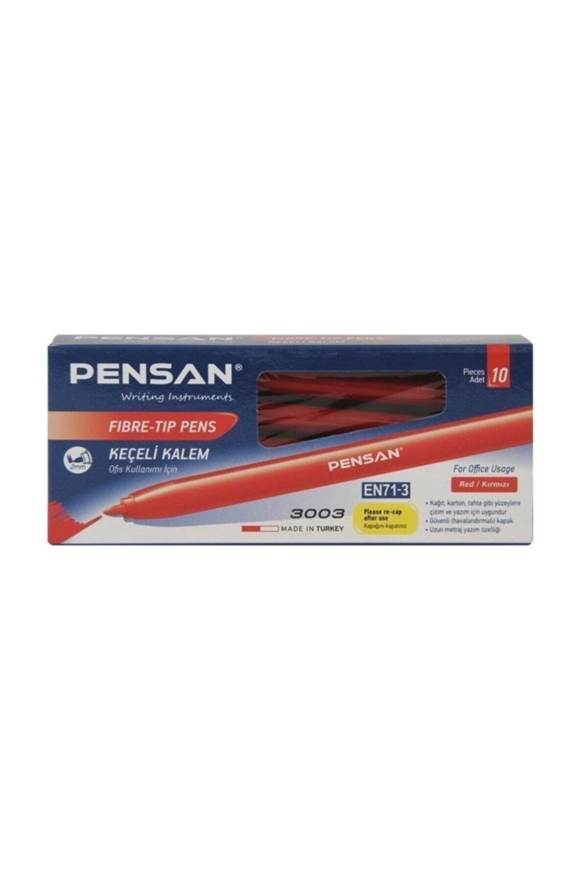 Pensan Keçeli Boya Kalemi Ofis Tipi Kırmızı Keçeli Kalem (10 Lu Paket)