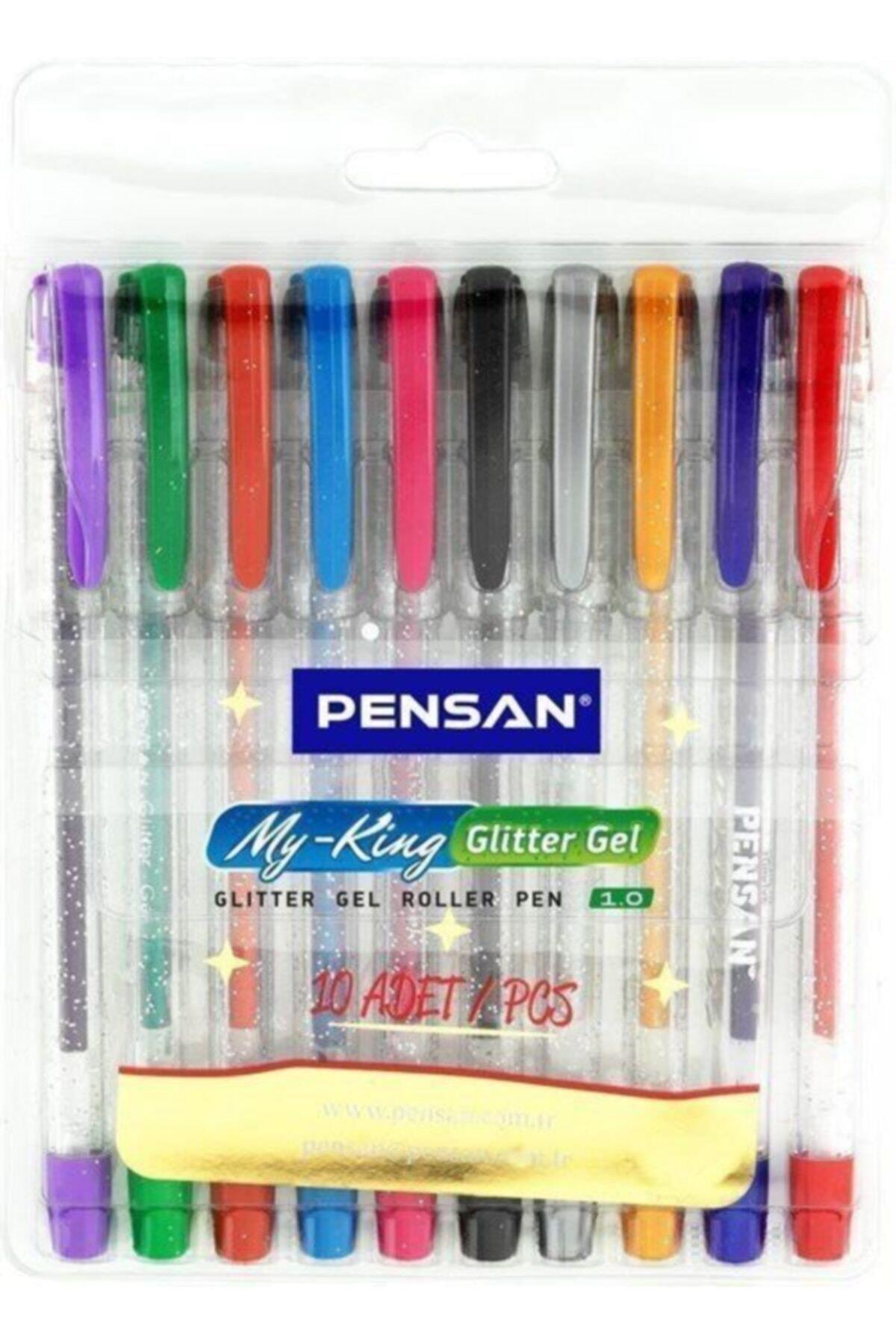 Pensan My-King Simli Jel Tükenmez Kalem 10 Renk (12 Adet)