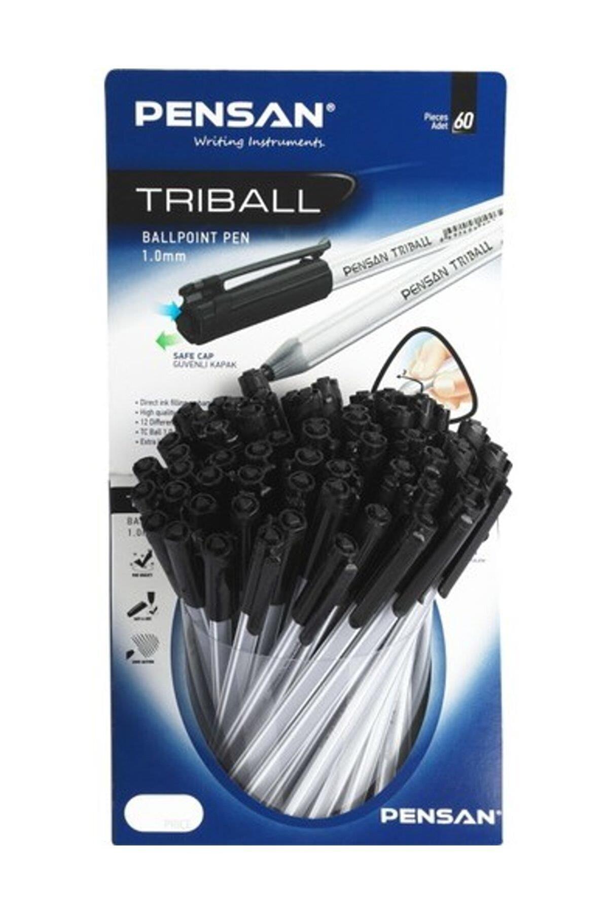 Pensan Tükenmez Kalem Triball 1.0 MM Bilye Uç Siyah 60 Lı Stand