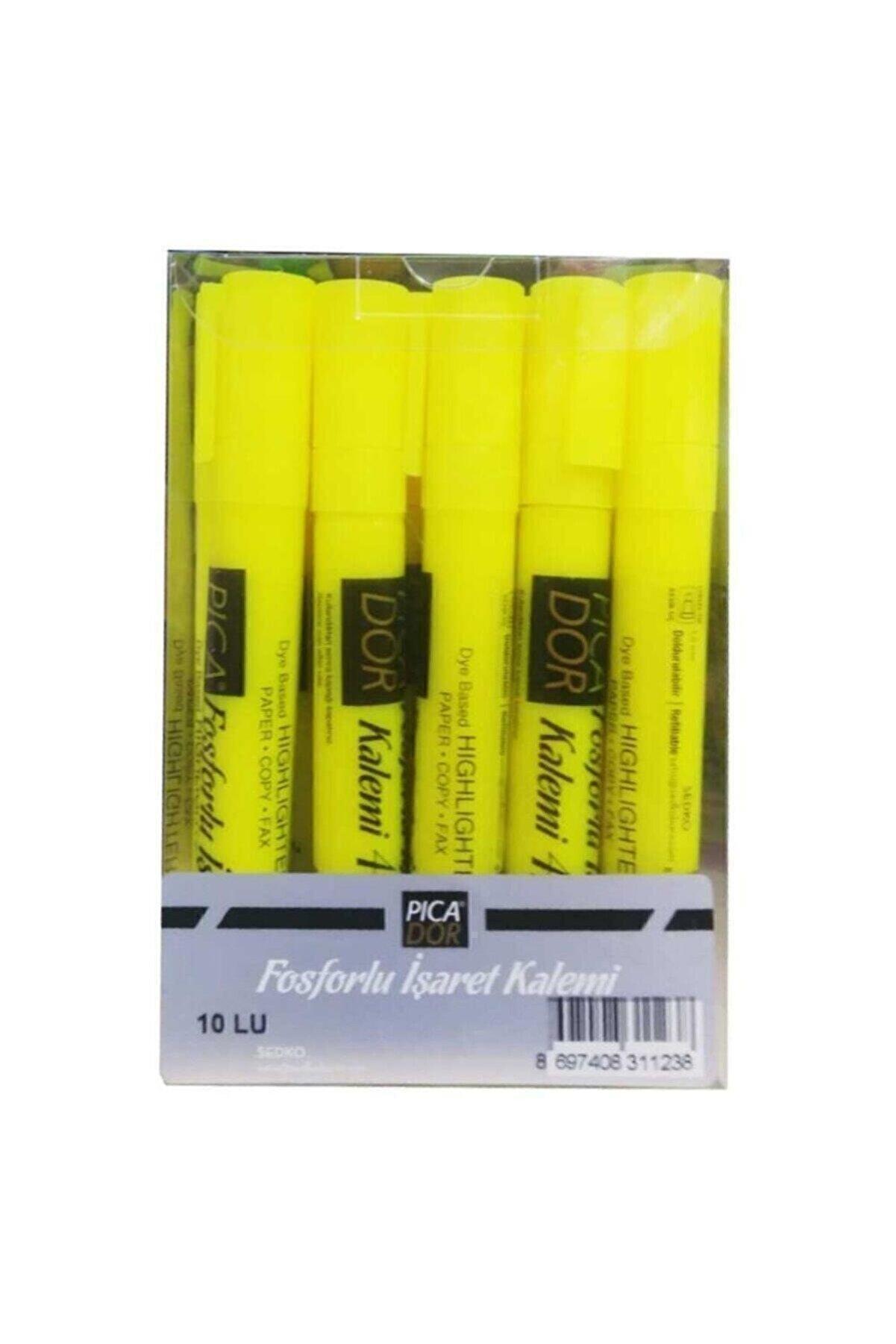Picador Doldurulabilir Pastel Fosforlu Işaretleme Kalemi Pastel Sarı (10 Lu Paket)