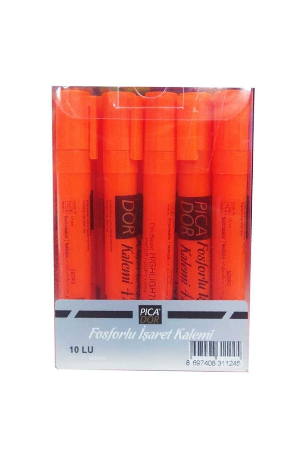Picador Doldurulabilir Pastel Highlighter Fosforlu Işaretleme Kalemi Pastel Turuncu (10 Lu Paket)