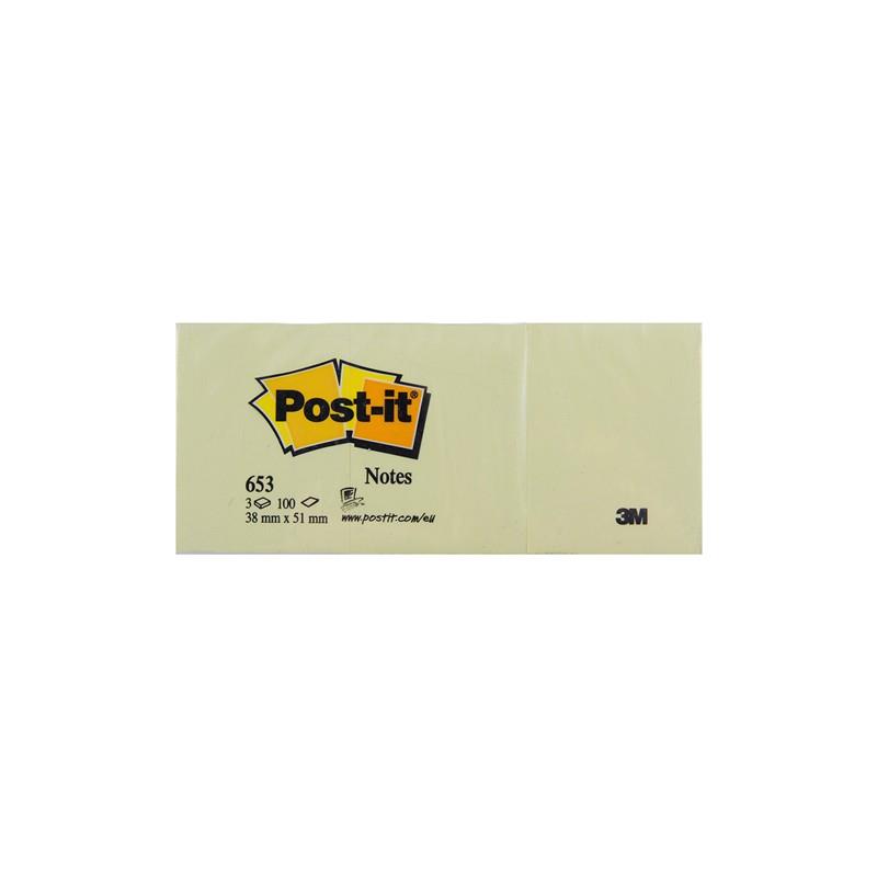 Post-it Yapışkanlı Not Kağıdı 3 Blok 100 YP 38x51 Sarı 653