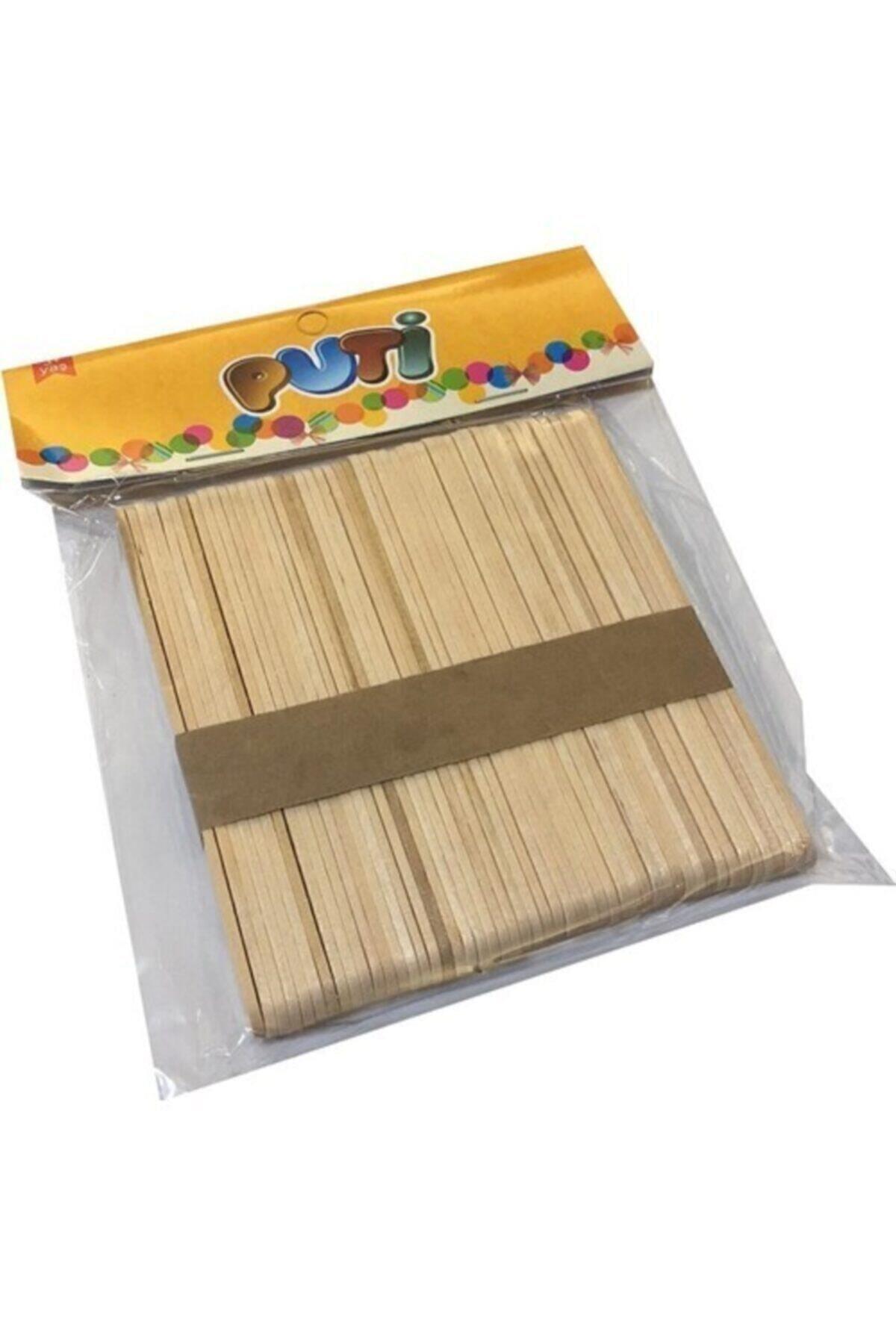 Puti Ahşap Küçük Dil Çubuğu Natural 50 Li Dar Dondurma Çubuğu
