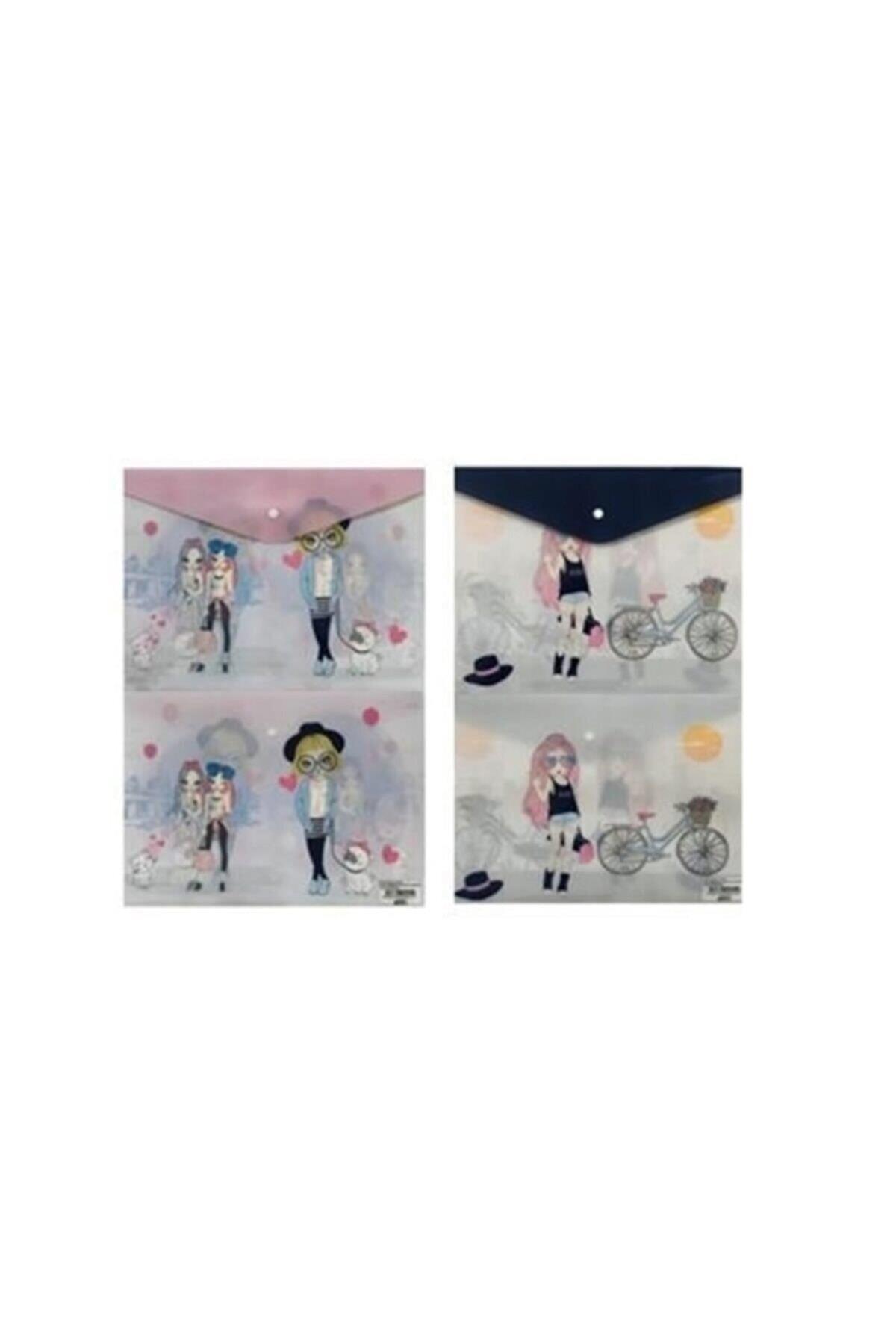 Puti Desenli A4 Çıtçıtlı Dosya Puti Kızları 2 Desen (12 Li Paket)