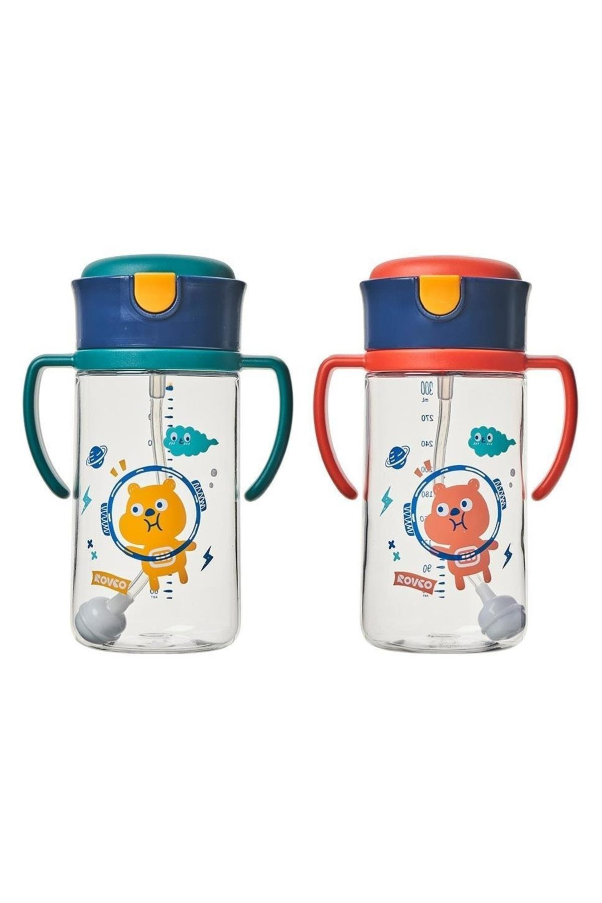 Rovco Tritan Pipetli Su Matarası 300 ML Tritan Suluk (Karışık Model 1 Adet)