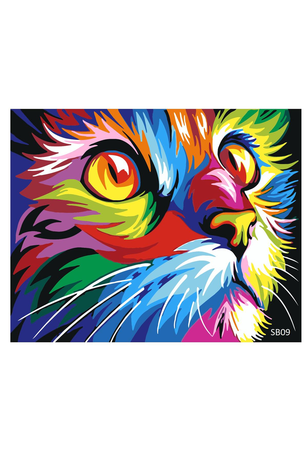 Rubenis Boyama Seti Neon Kedi Resimli Sayılarla 30x40 Cm