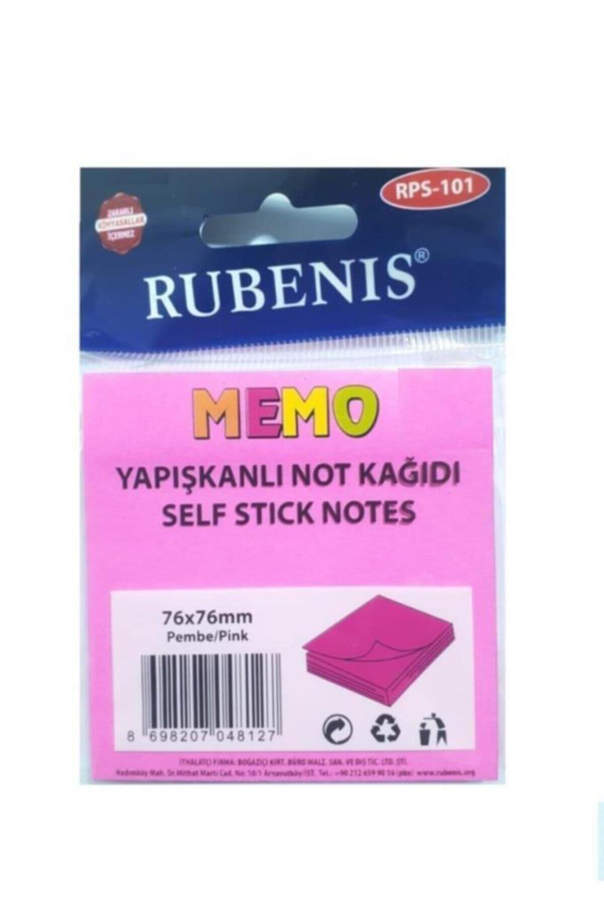 Rubenis Yapışkanlı Not Kağıdı 76x76 MM Fosforlu Pembe