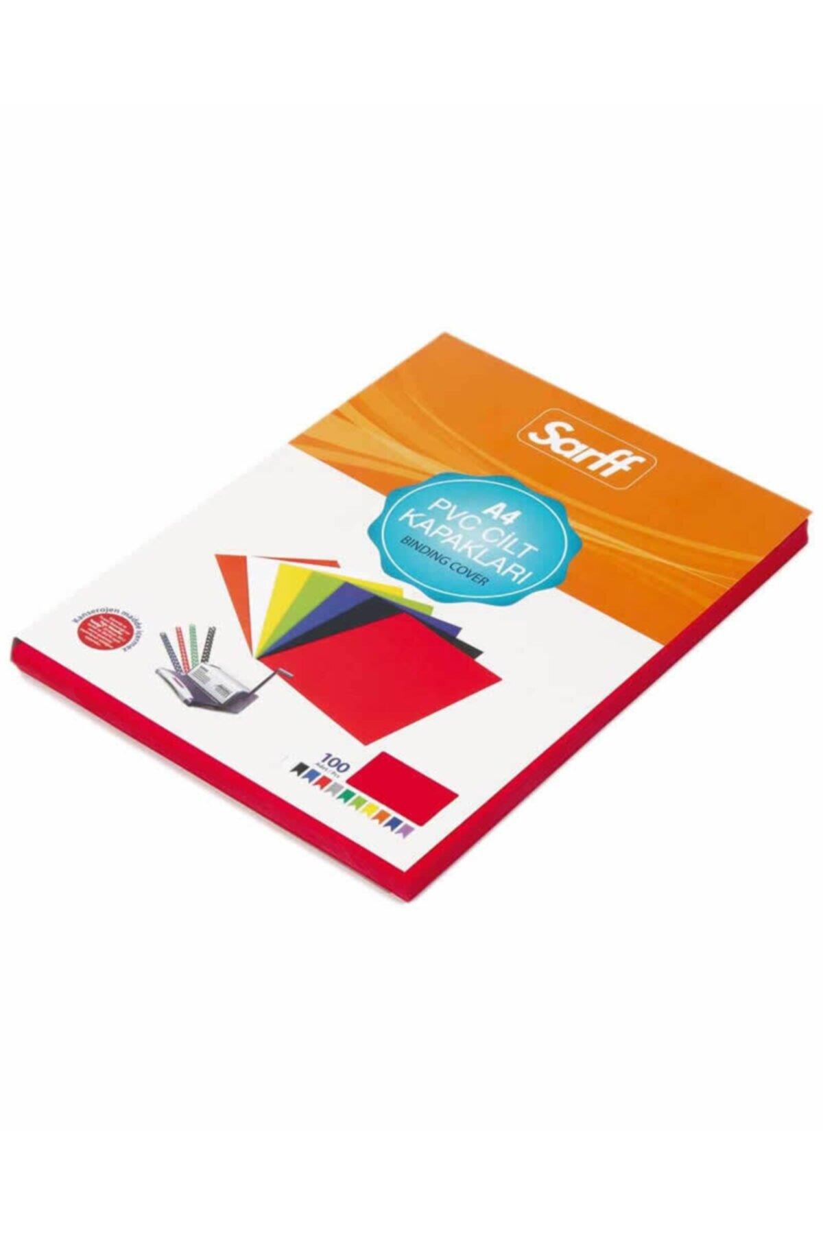 Sarff Cilt Kapağı Plastik Opak A4 450 Micron Şeffaf Kırmızı (50 Li Paket)