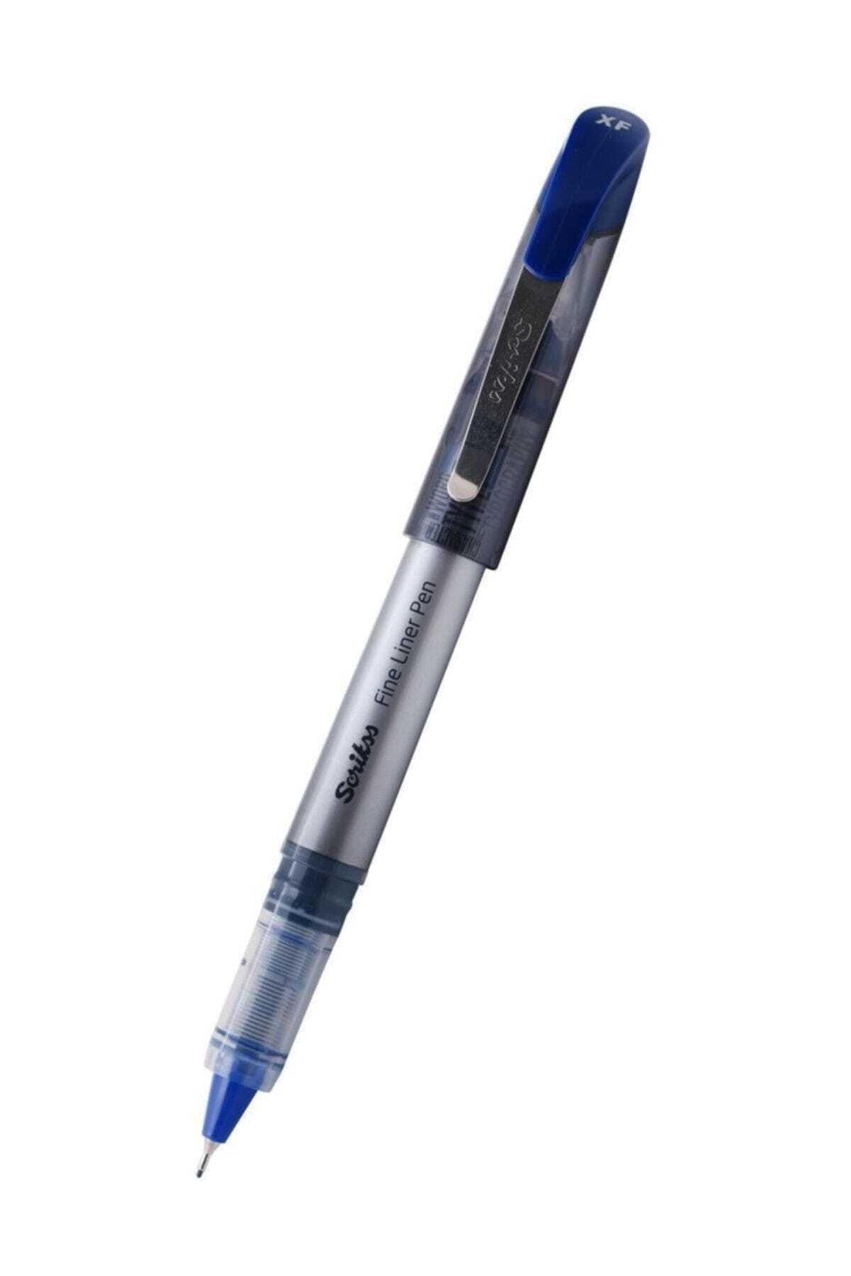 Scrikss Fineliner Keçe Uçlu Kalem 0.6 Mm Mavi (12 Li Paket)