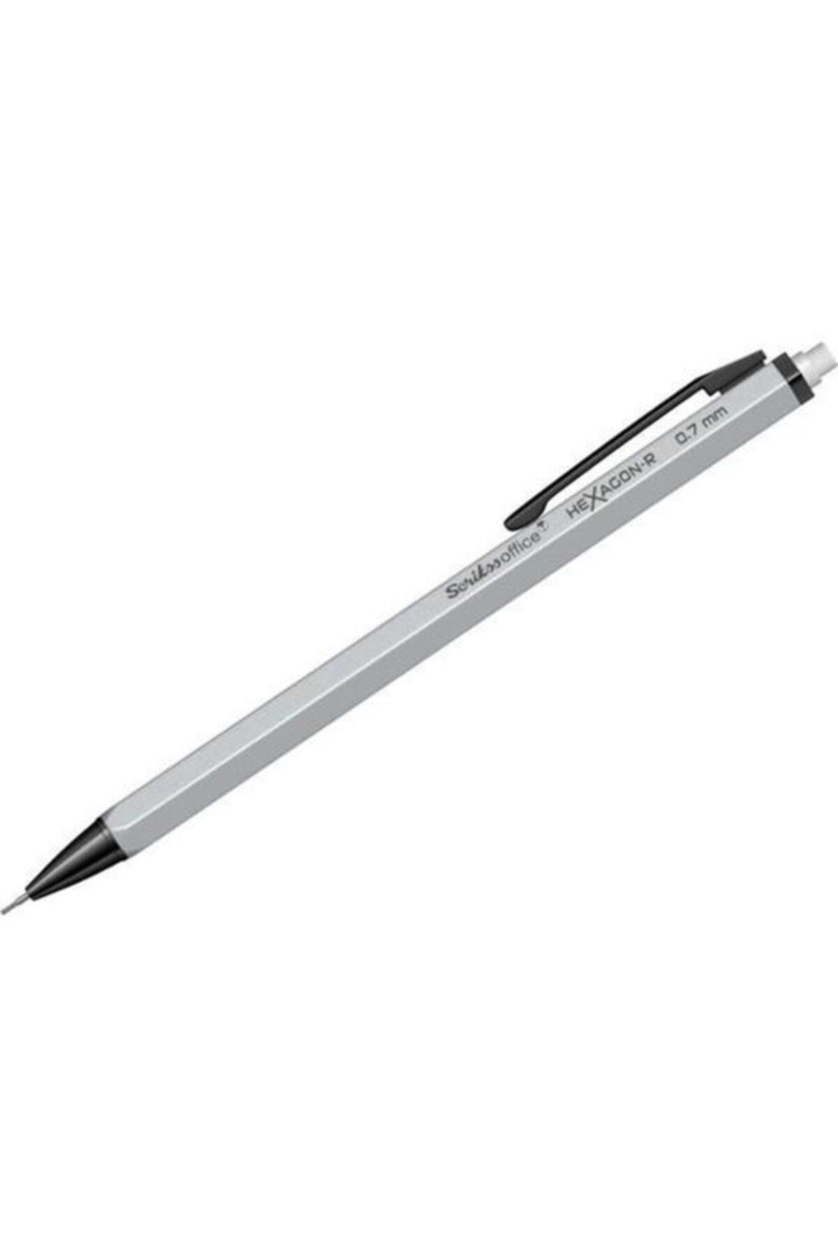 Scrikss Versatil Kalem Hexagon-R 0.7 MM Mat Gümüş 12 Lİ