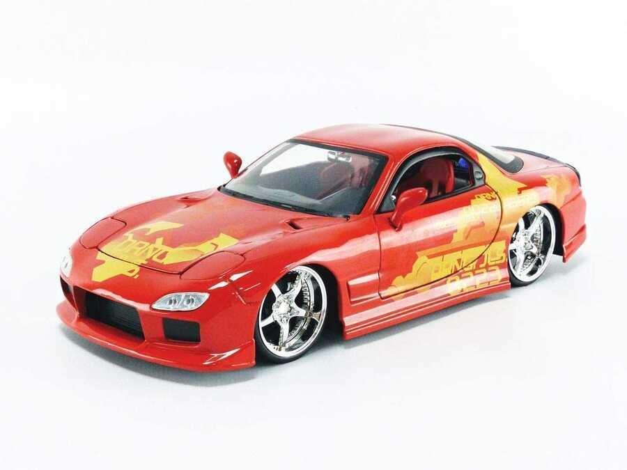 Simba Jada Fast Furious Model Araba Mazda 1993 RX-7 JLS Orange 1-24