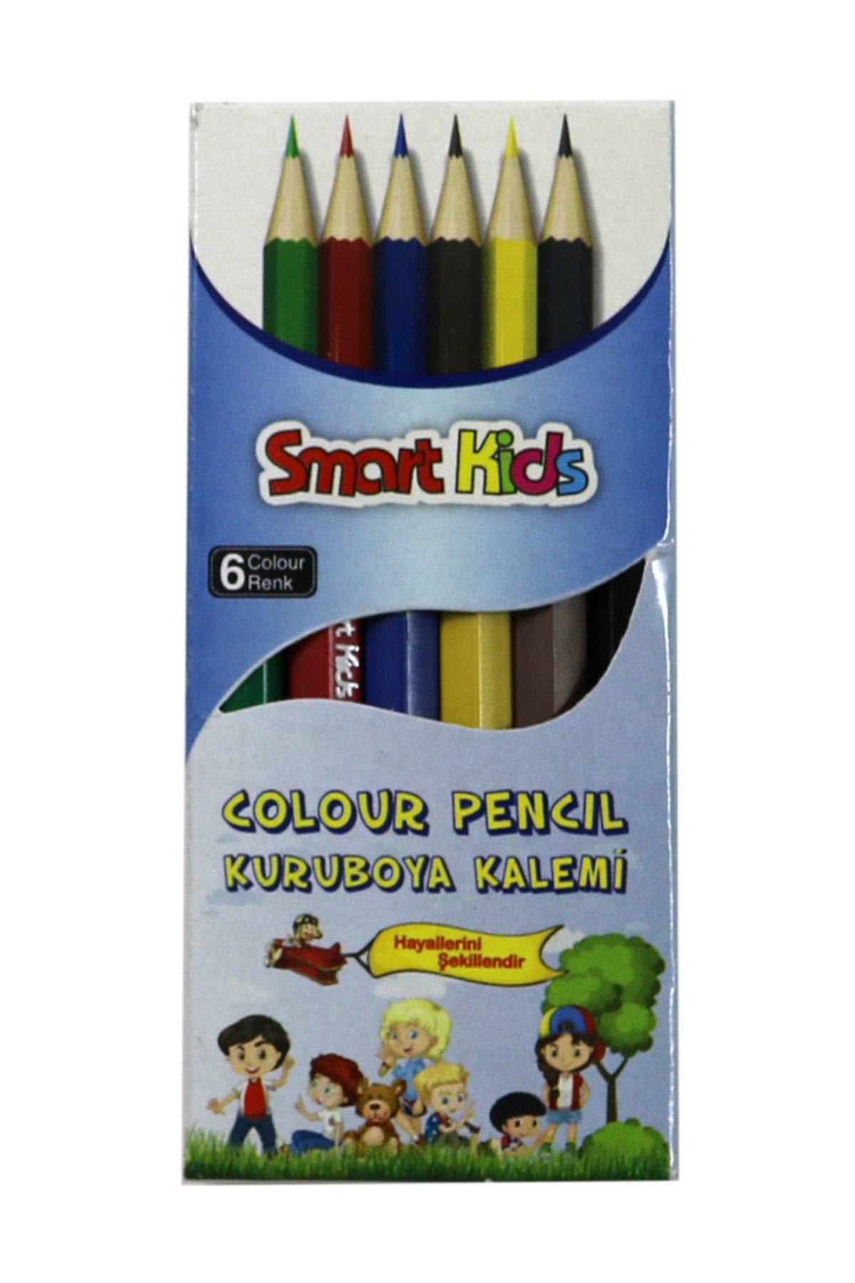 Smart Kids Kuru Boya Kısa 6 Renk Yarım Boy Kuru Boya (24 Adet)