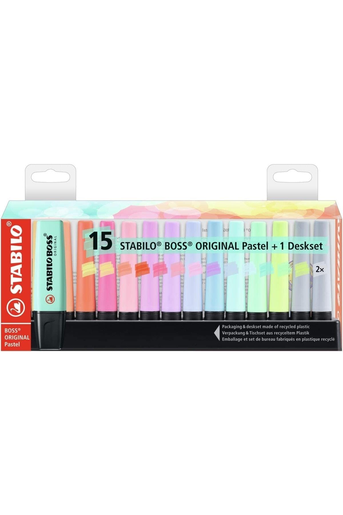 Stabilo Fosforlu Kalem Boss Original 2-5 Mm Kesik Uç Pastel 15 Renk İşaretleme Kalemi