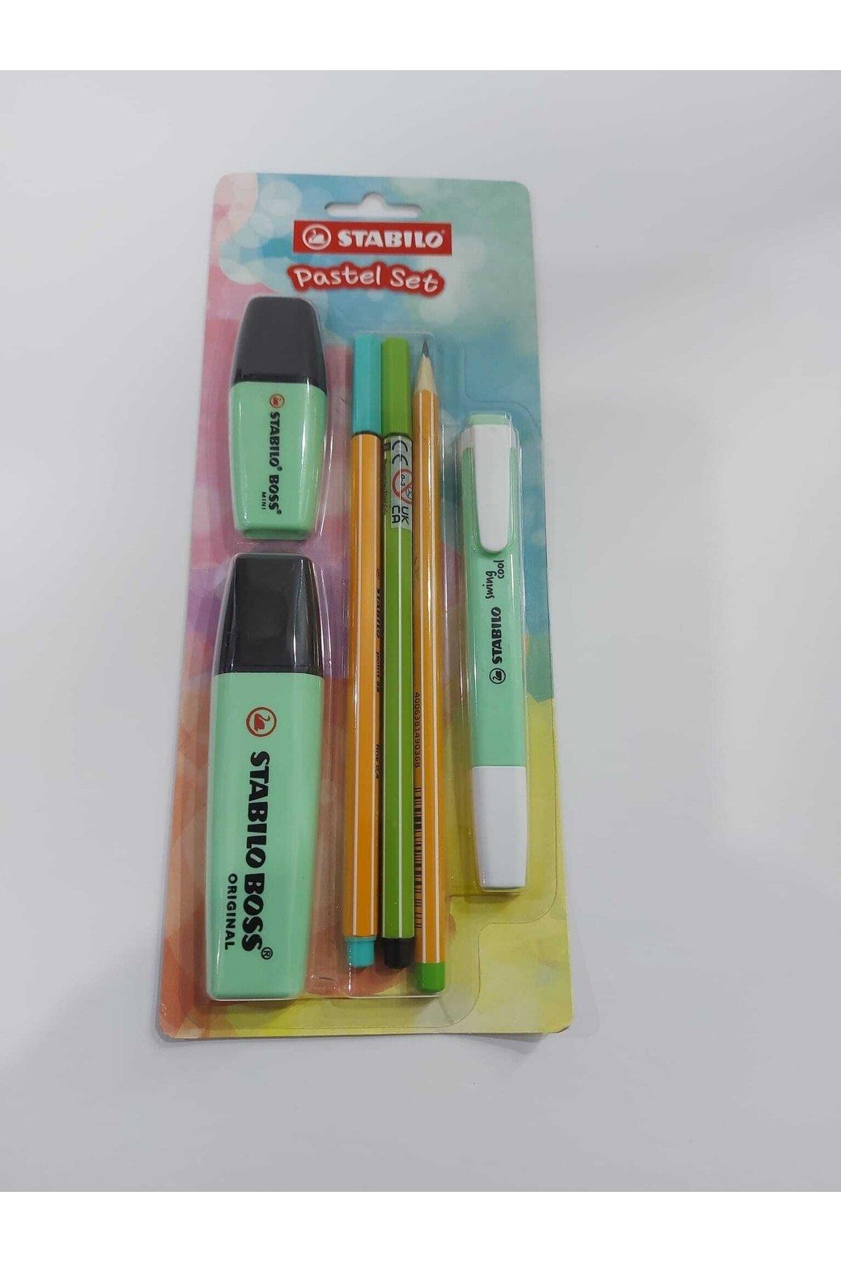 Stabilo Fosforlu Kalem Tek Renk Pastel Set 6 Lı Yeşil